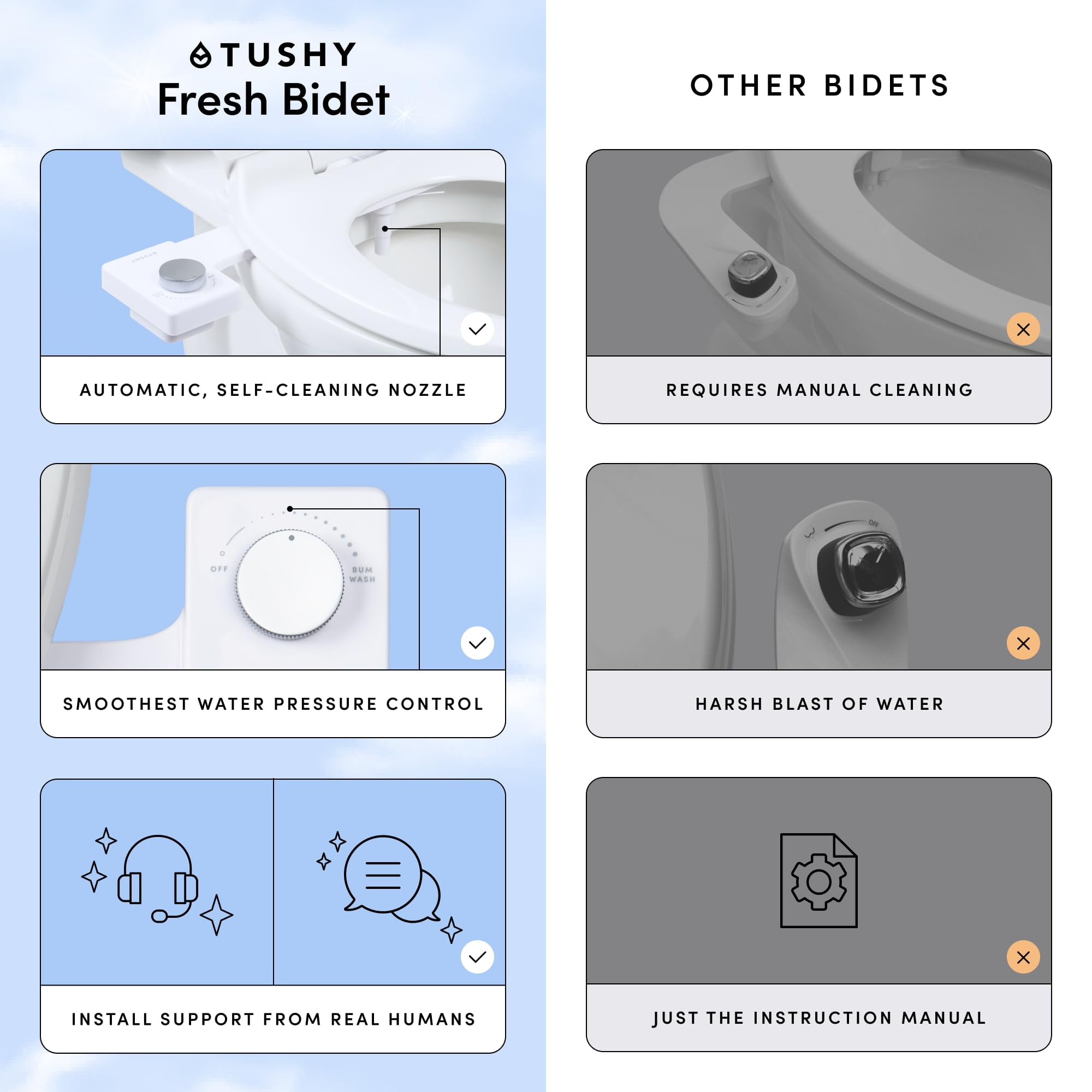 TUSHY Fresh Ultra Slim Toilet Seat Bidet Attachment, Self-Cleaning, One Size, Easy Installation, Silver - Image 4