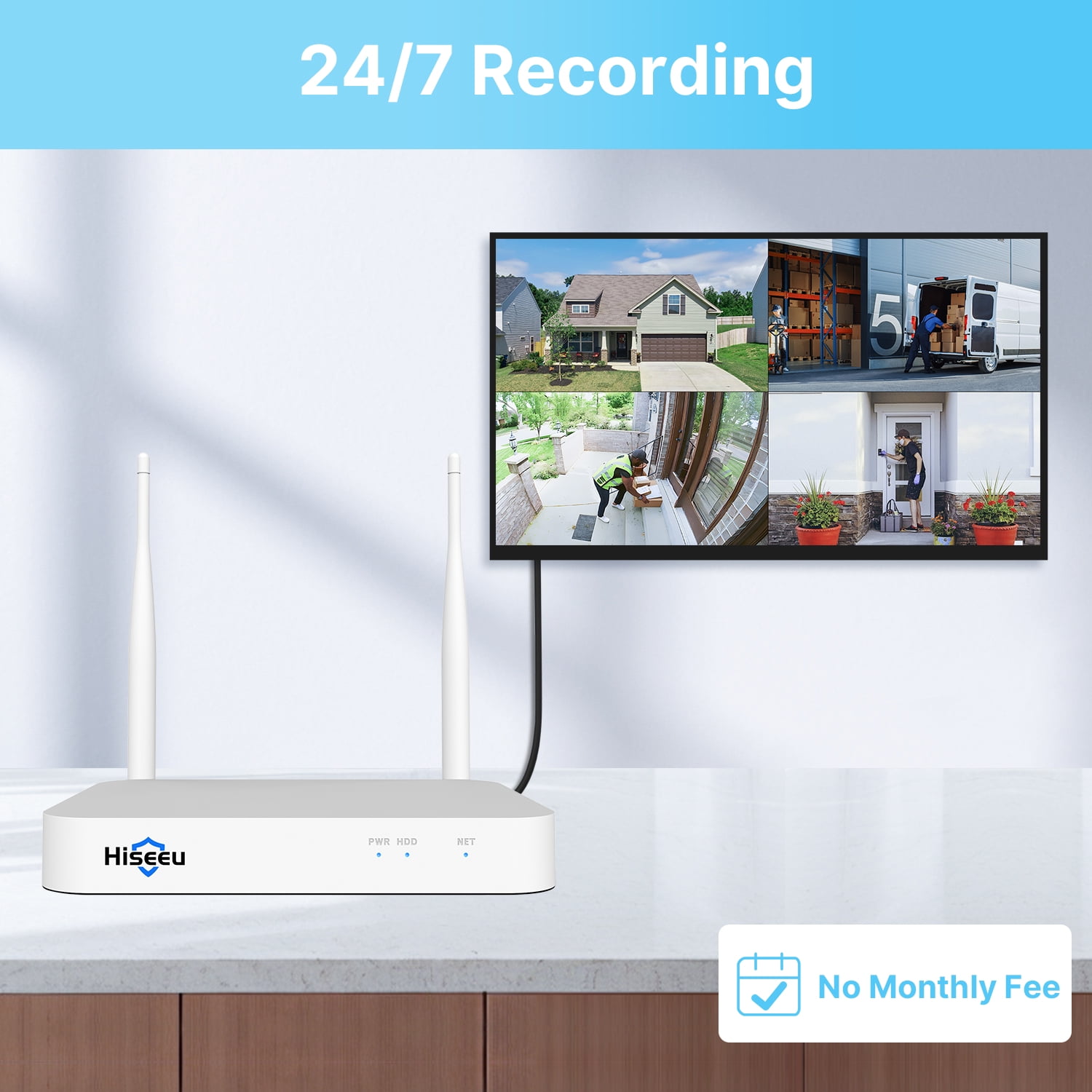 Hiseeu 3MP Security Camera System, Auto Tracking, Full Color Night Vision, IP66 Waterproof, with 1TB HDD - Image 9