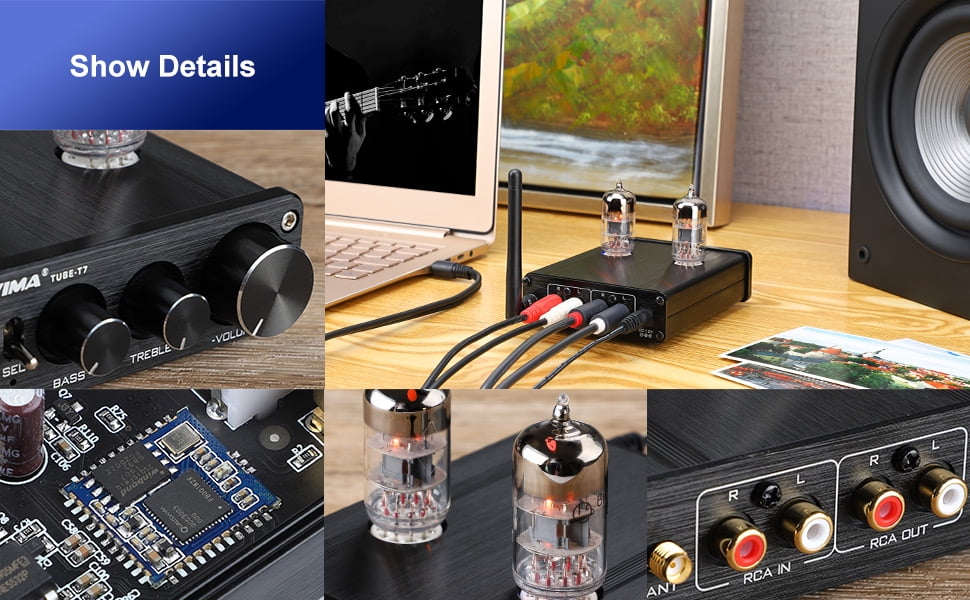 AIYIMA Tube T7 Audio 6N3 Tube Preamp Bluetooth 5.0 Warm Vacuum Buffer Preamplifier with Treble Bass Tone for Home Theater System HiFi Stereo Vacuum Bile Tube - Image 14