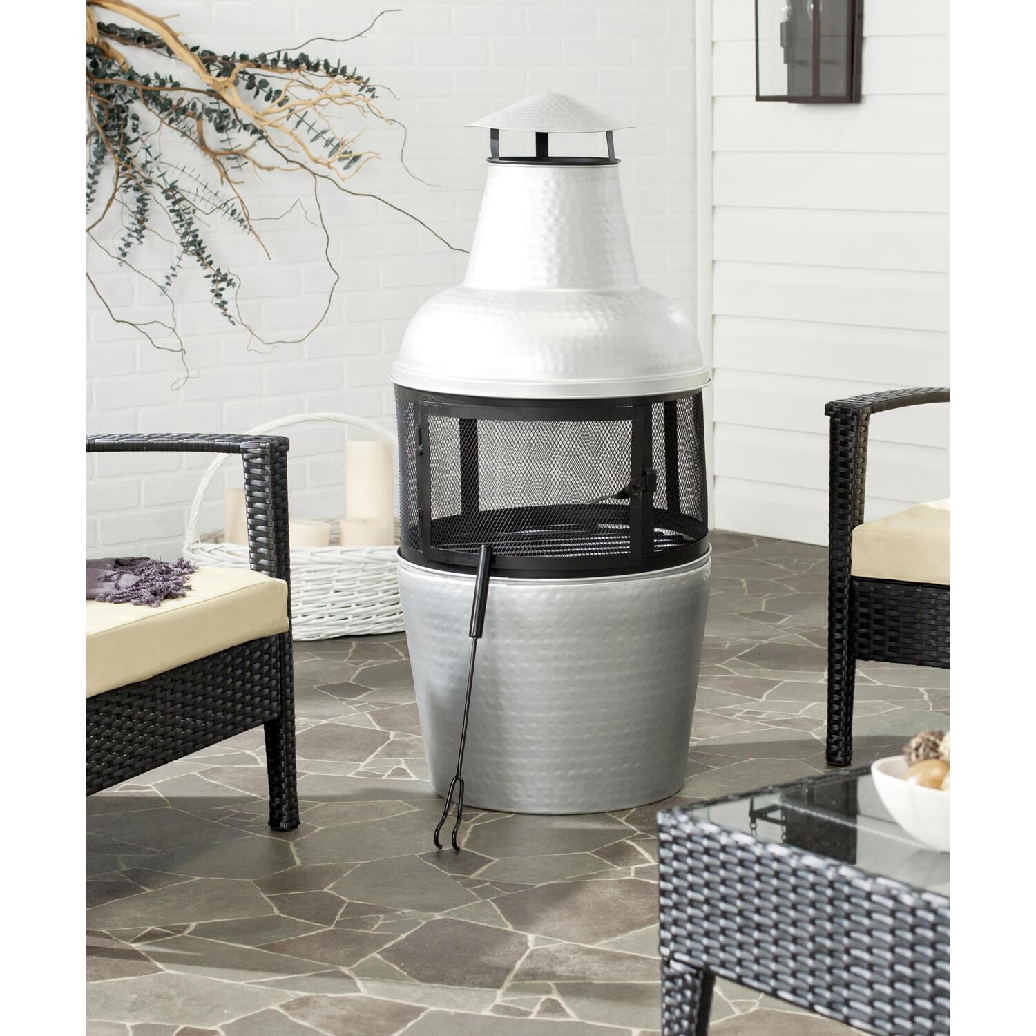Safavieh 40" Silver Finish Iron Chiminea - Image 4