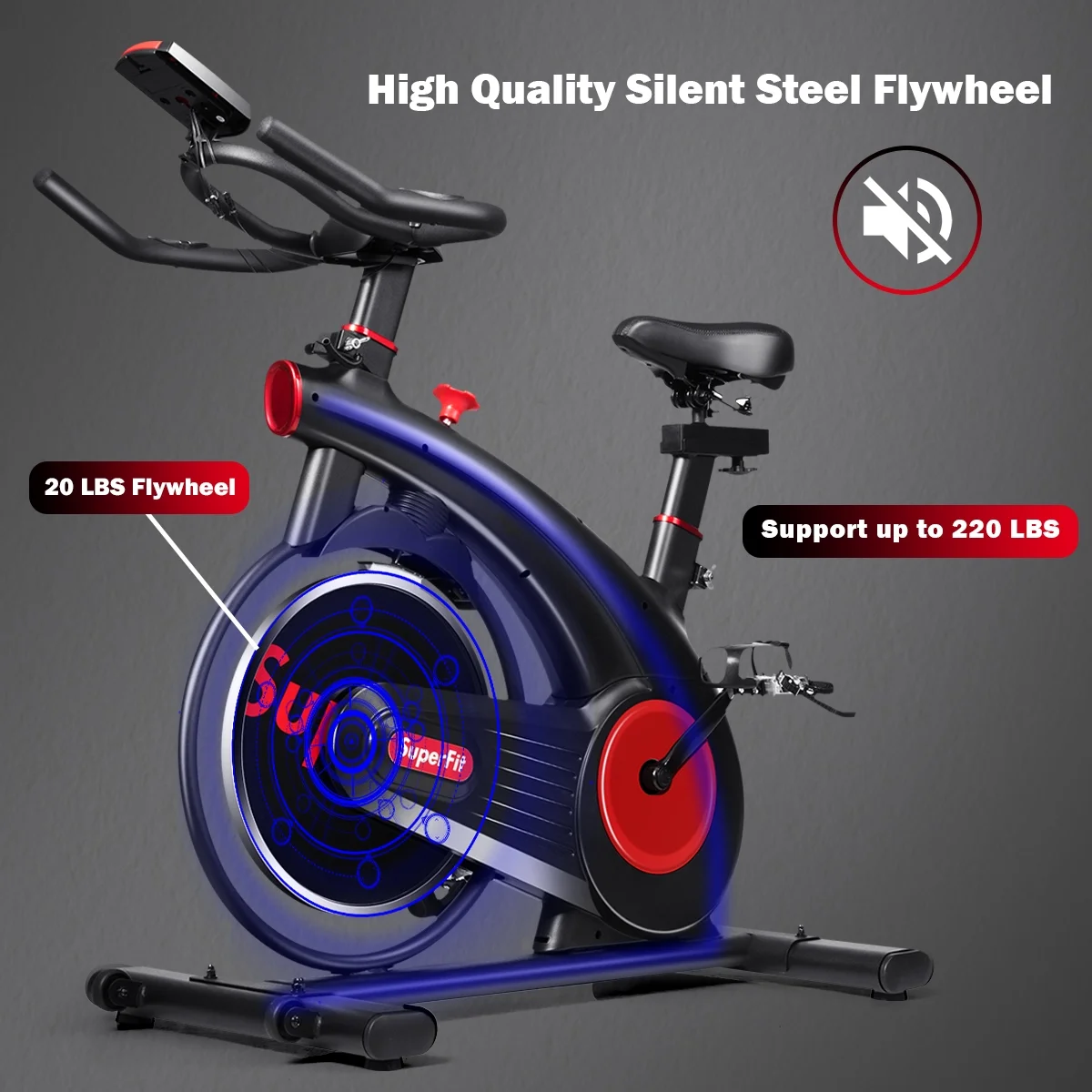 SuperFit Stationary Exercise Bike Silent Belt Drive Cycling Bike - Image 4