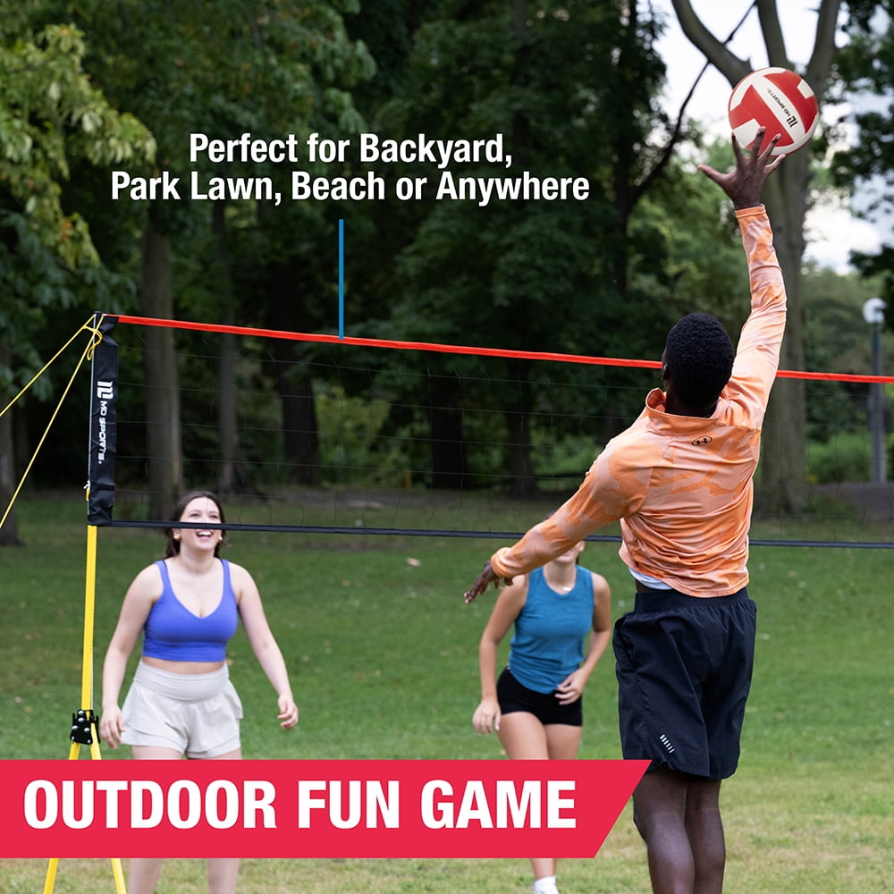 30 ft Volleyball Set, Quick Assembly, Official Size Net with Adjustable Height, Steel Poles, Ball Included, by MD Sports - Image 7