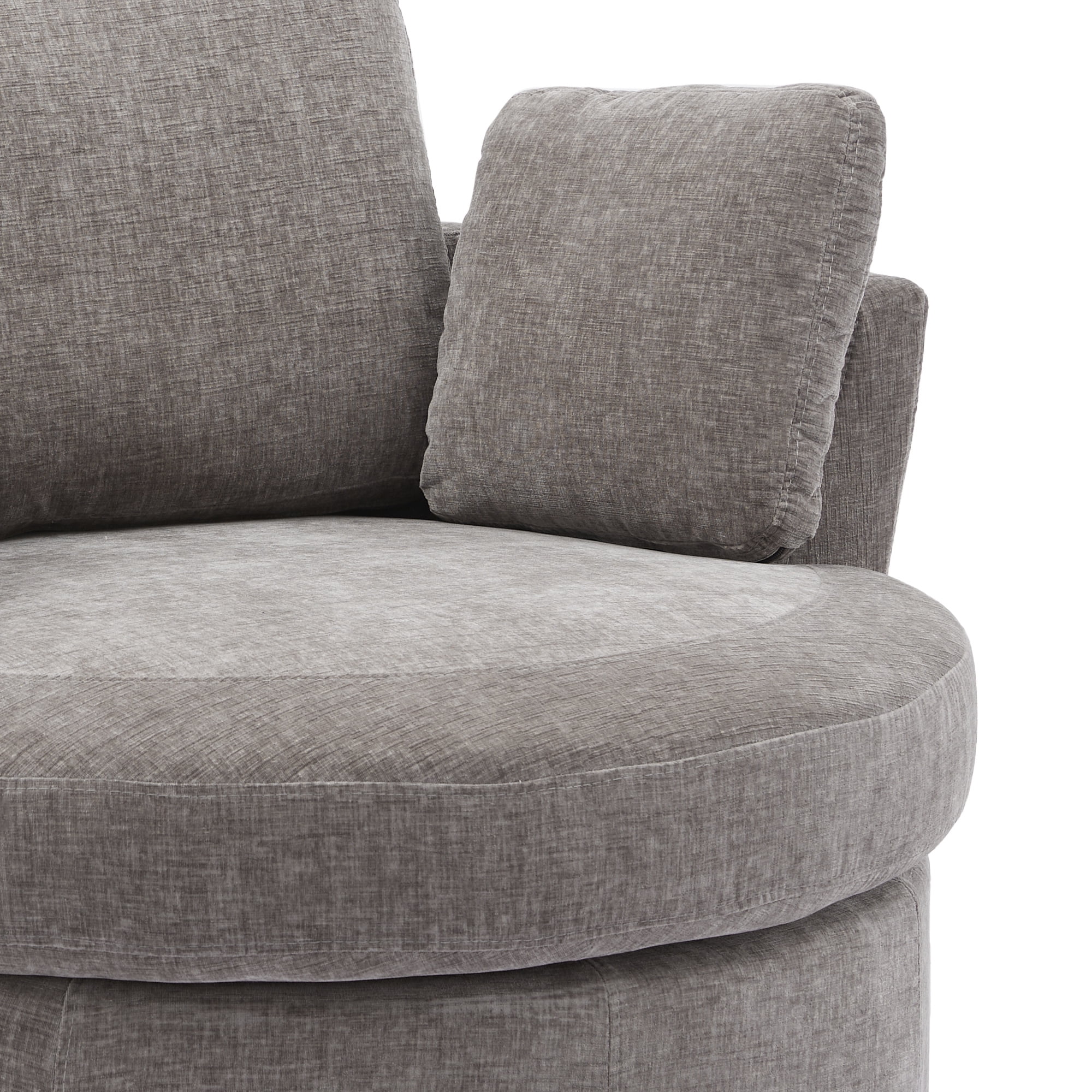 Aukfa 42" Oversized Swivel Accent Chair Barrel Chair w/ 3 Pillows for Living Room, Chenille, Gray - Image 18