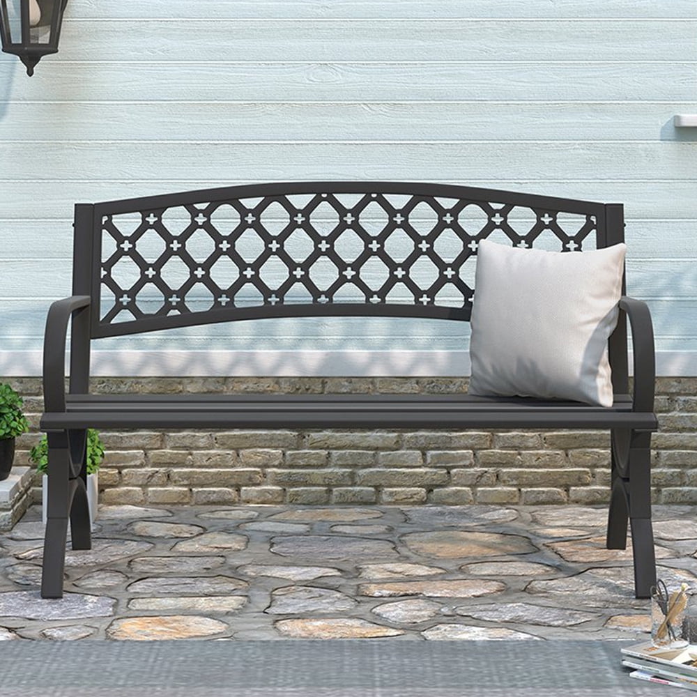 Abble High Back Outdoor Park Bench Garden Bench Patio Bench Porch Bench - Image 3