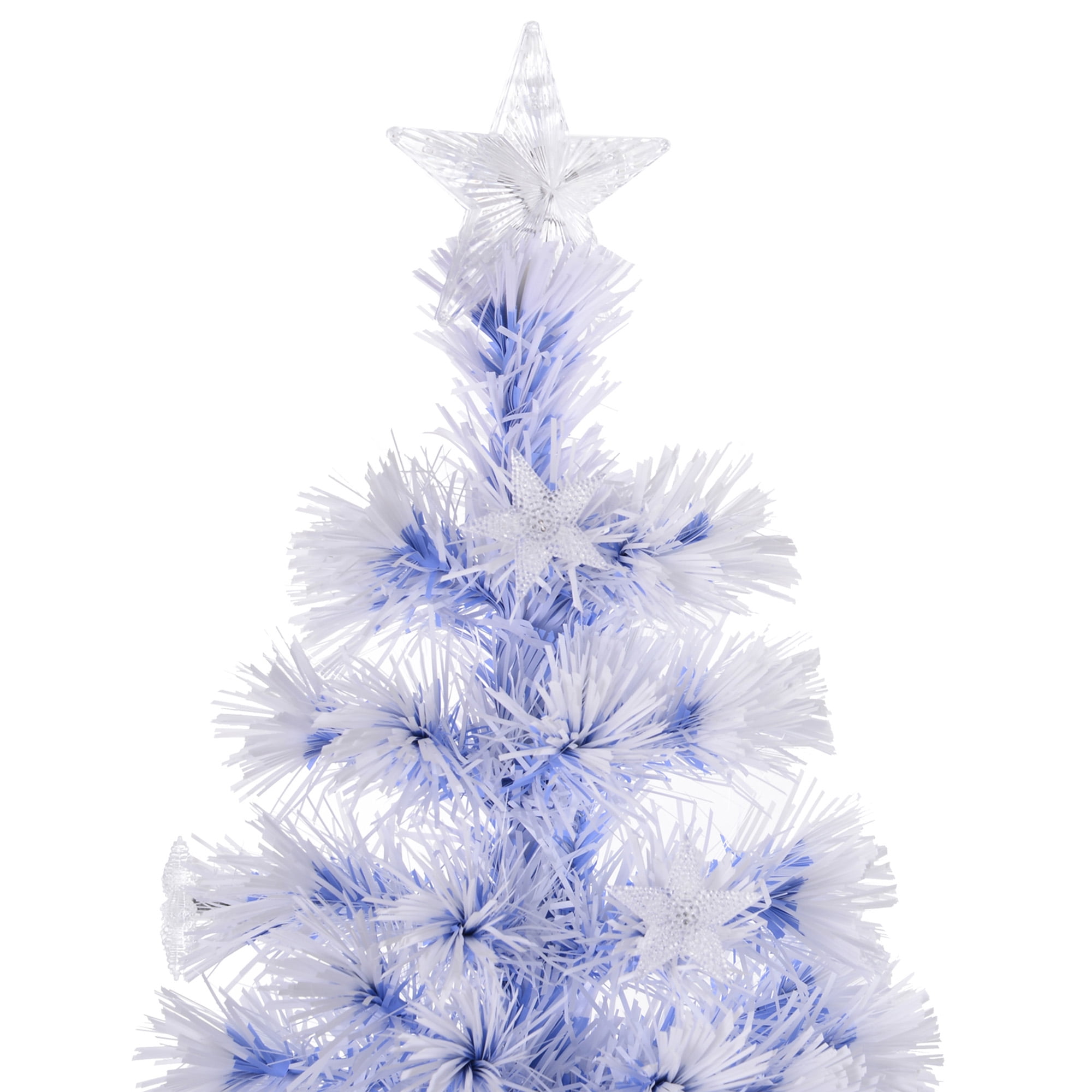 HOMCOM 5ft Tall Pre-Lit Douglas Fir Artificial Christmas Tree with Realistic Branches, Multi-Color LED Lights, Fiber Optics and 180 Tips - White/Blue - Image 9