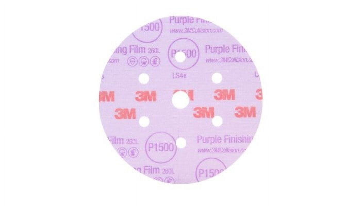 3M 30667 50/Carton Hookit P1500 Grit 6 in. Finishing Film 260L Abrasive Discs - Purple - Image 5