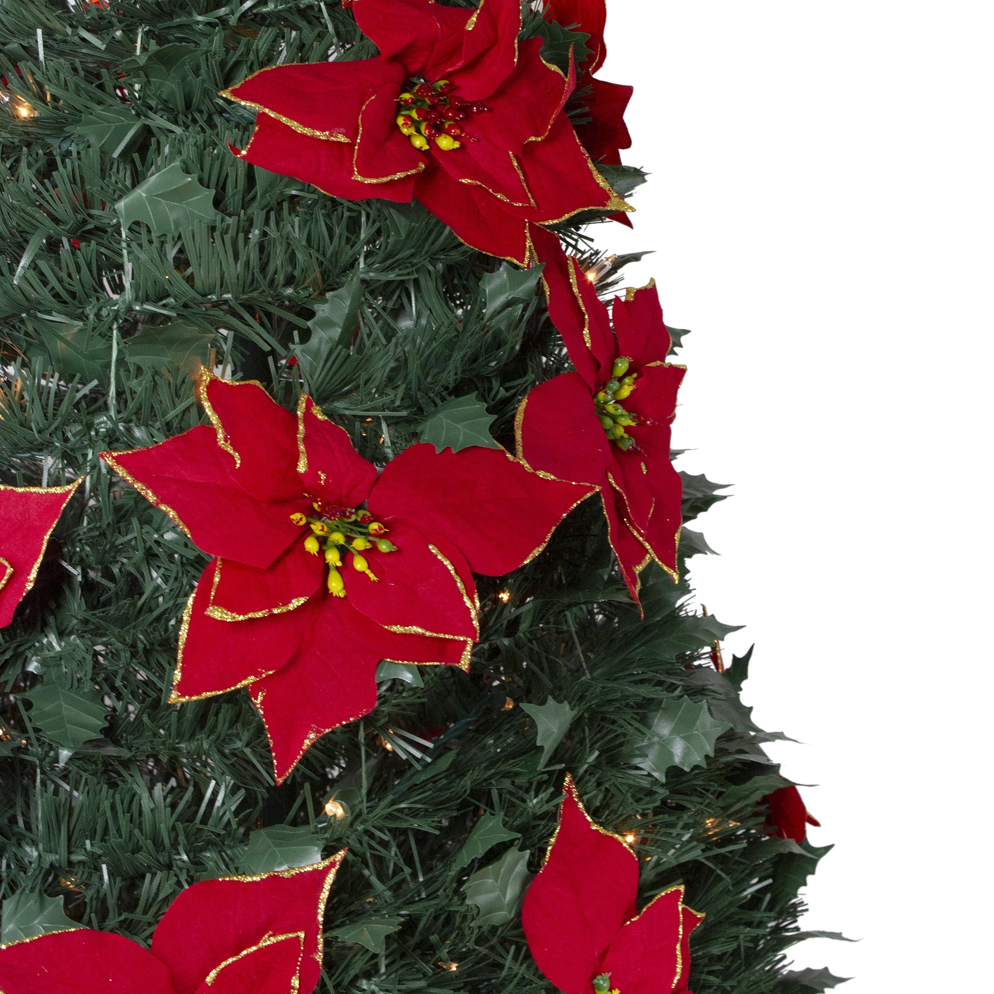 Northlight 6' Pre-Lit Green Poinsettia Pop-Up Artificial Christmas Tree - Clear LightsSlim - Image 4