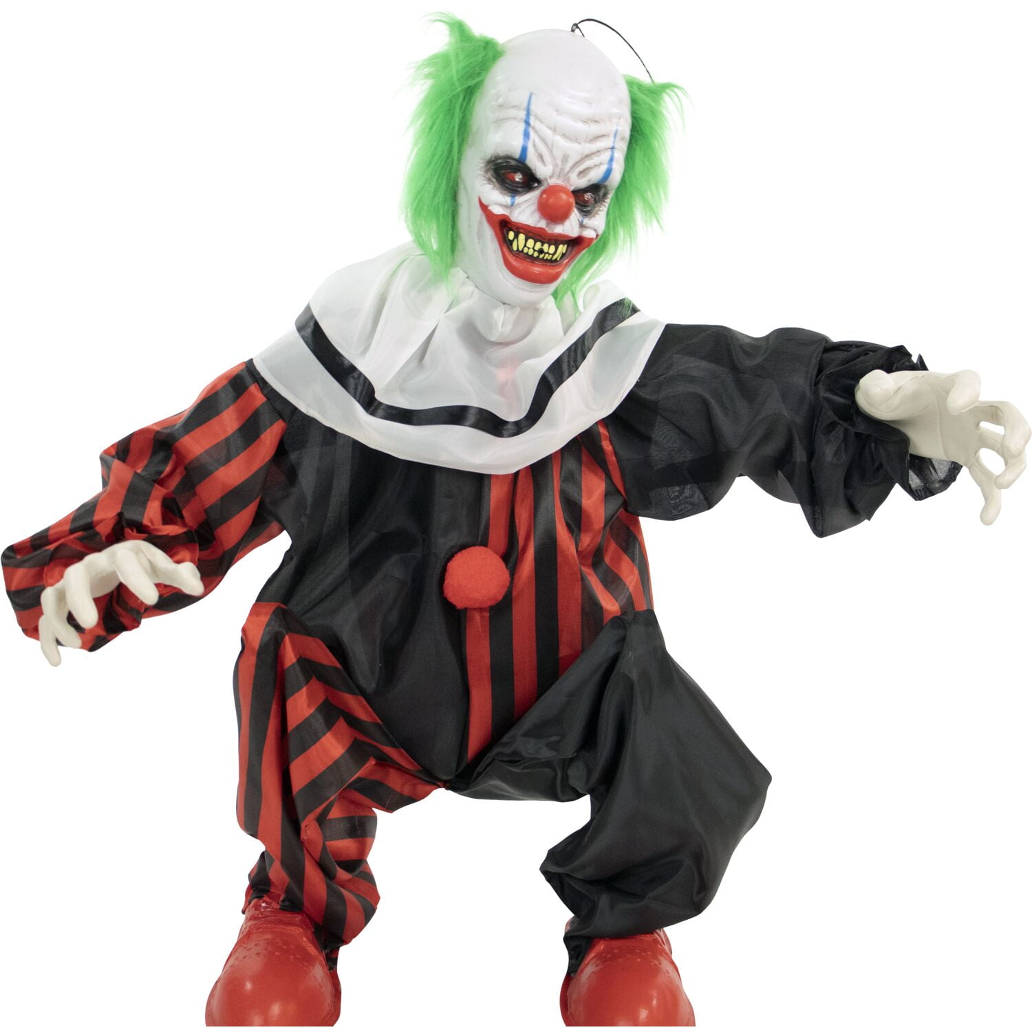 Haunted Hill Farm 32 in Life Size Animatronic Crouching Clown with Lights and Sound, Indoor or Covered Outdoor Halloween Decoration, HHCLOWN-12FLSA - Image 6