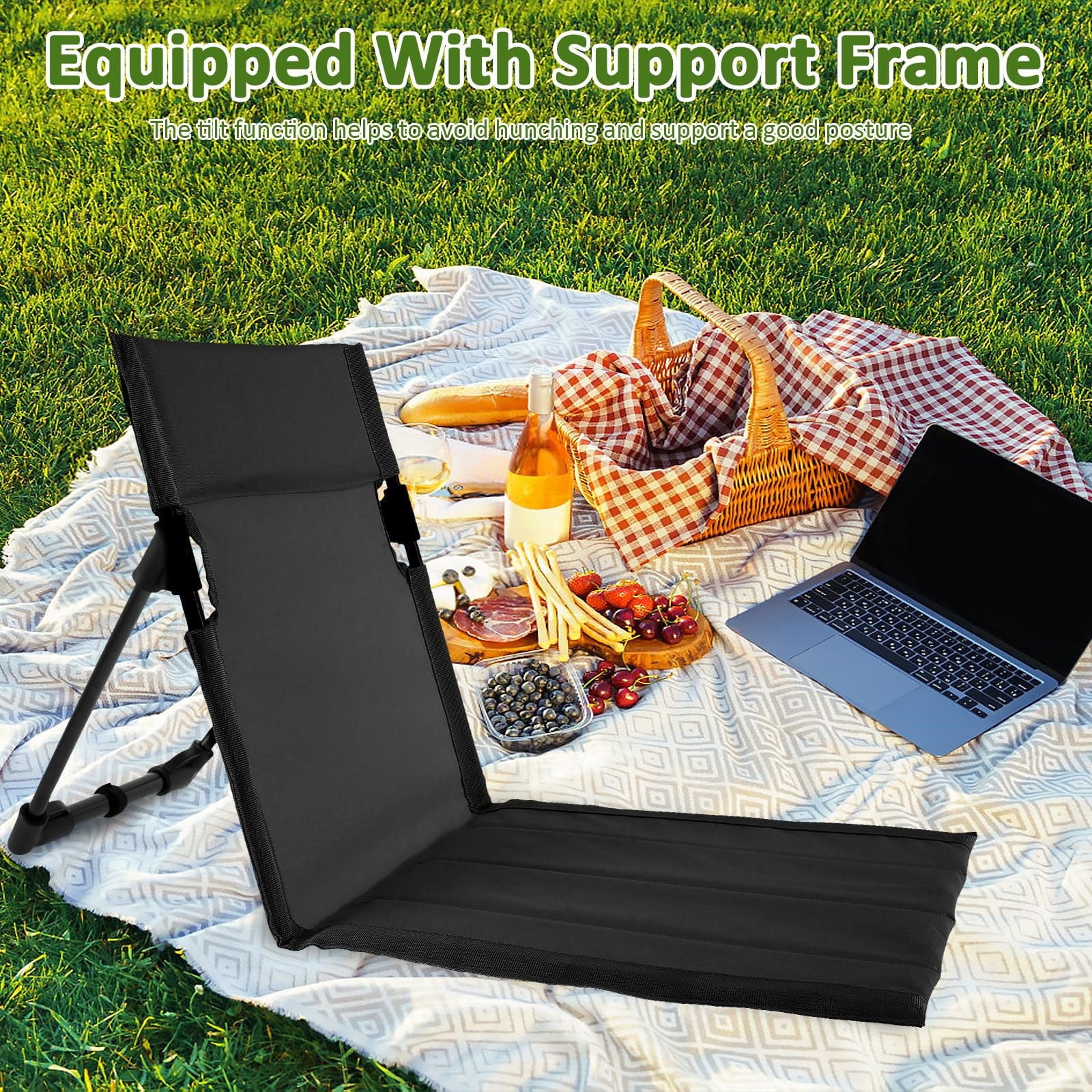 Cushion Clearance Miayilima Folding Beach Chair Outdoor Camping Chair Portable Foldable Camping Chair With Storage Bag Lightweight Beach Floor Chair Beach Chair for Fishing Barbecues Hiking - Image 9