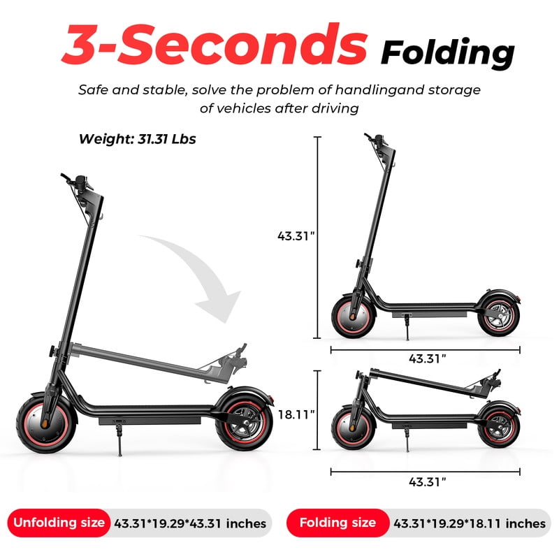 iScooter Electric Scooter for Adults Teens,350W Motor 21 Miles & 19 MPH Max,Extra-Wide Pedals, Portable Folding Design,Commuting E-Scooter Gift for Teens - Image 5