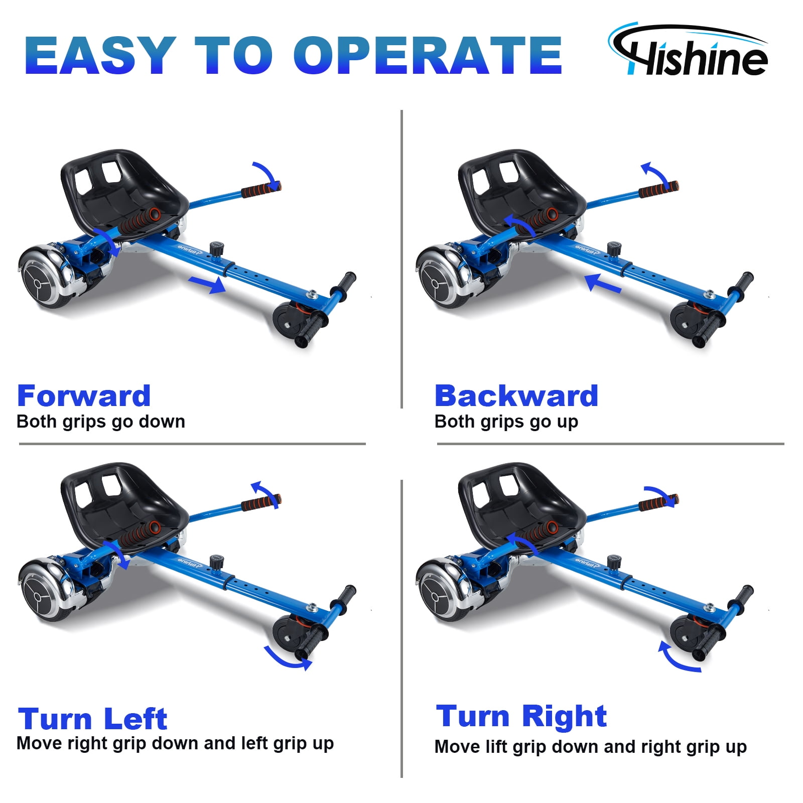 Hoverboard Go Kart, Hover Cart, Buggy Attachment for 6.5"/8"/10" Hover Boards, Hover Board Accessory to Transform Hover Boards into Go Karts, Blue (Hoverboard not included) - Image 3