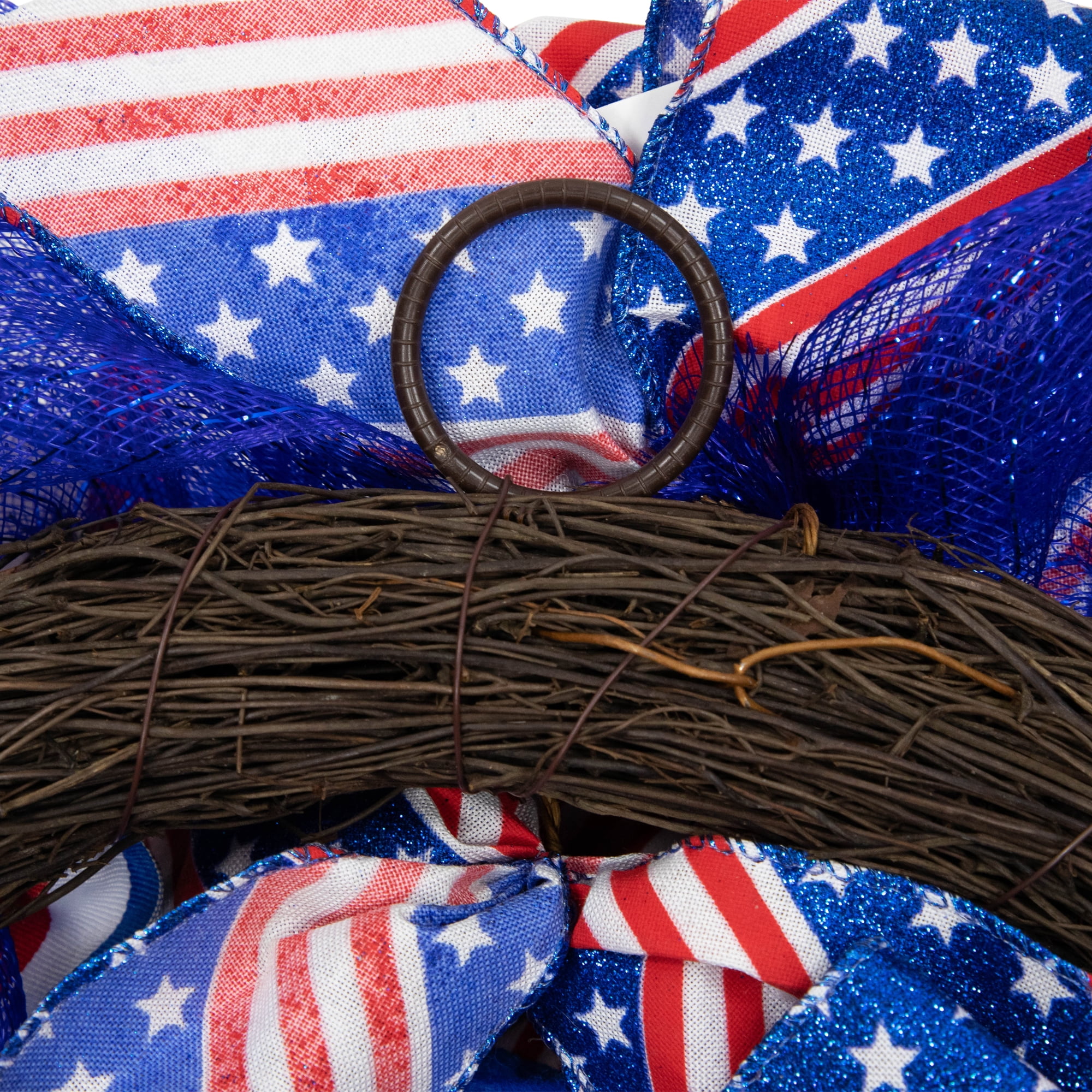 Northlight Patriotic Hat with Legs Deco Mesh Ribbon Wreath - 24" - Image 9