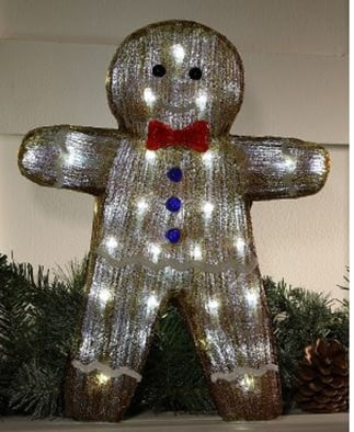 Northlight 16" LED Lighted Acrylic Gingerbread Man with Bow Tie Christmas Decoration - Image 8