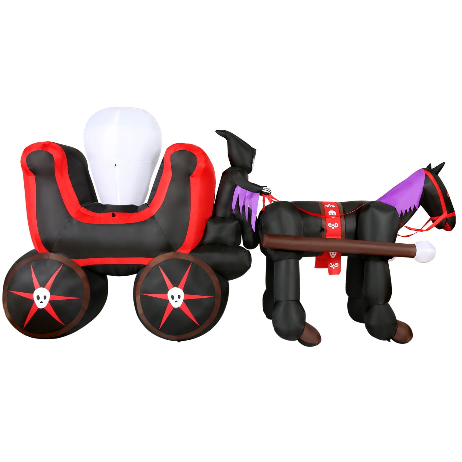 Haunted Hill Farm 6-ft. Tall Inflatable Halloween Skull Carriage with LED Lights Festive Holiday Blow-Up Decorations Blower, Ropes, and Stakes Included HICARRIAGE061-L - Image 13