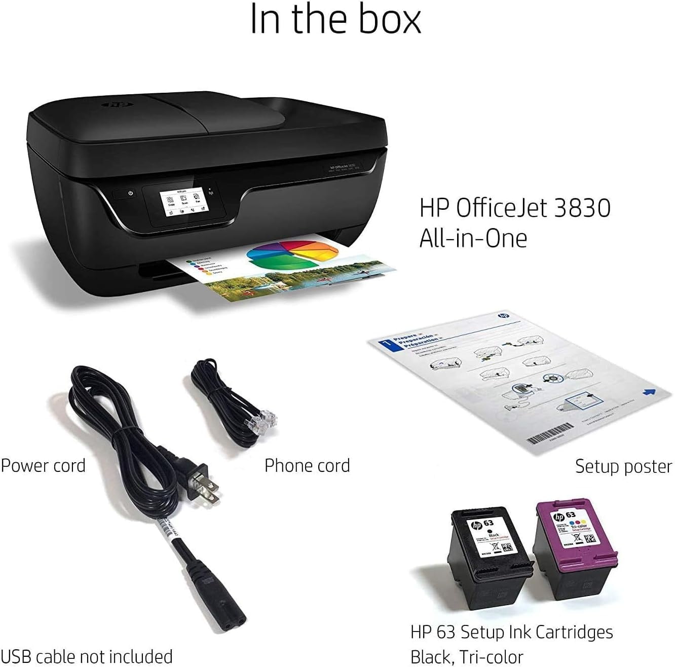 HP OfficeJet 3830 All-in-One Wireless Color Inkjet Printer,Black - Print Scan Copy Fax - 2.2" Touchscreen, 20 ppm,4800 x 1200 dpi, 35-Sheet ADF, Manual 2-Sided Printing, 4 feet USB Printer Cable - Image 4