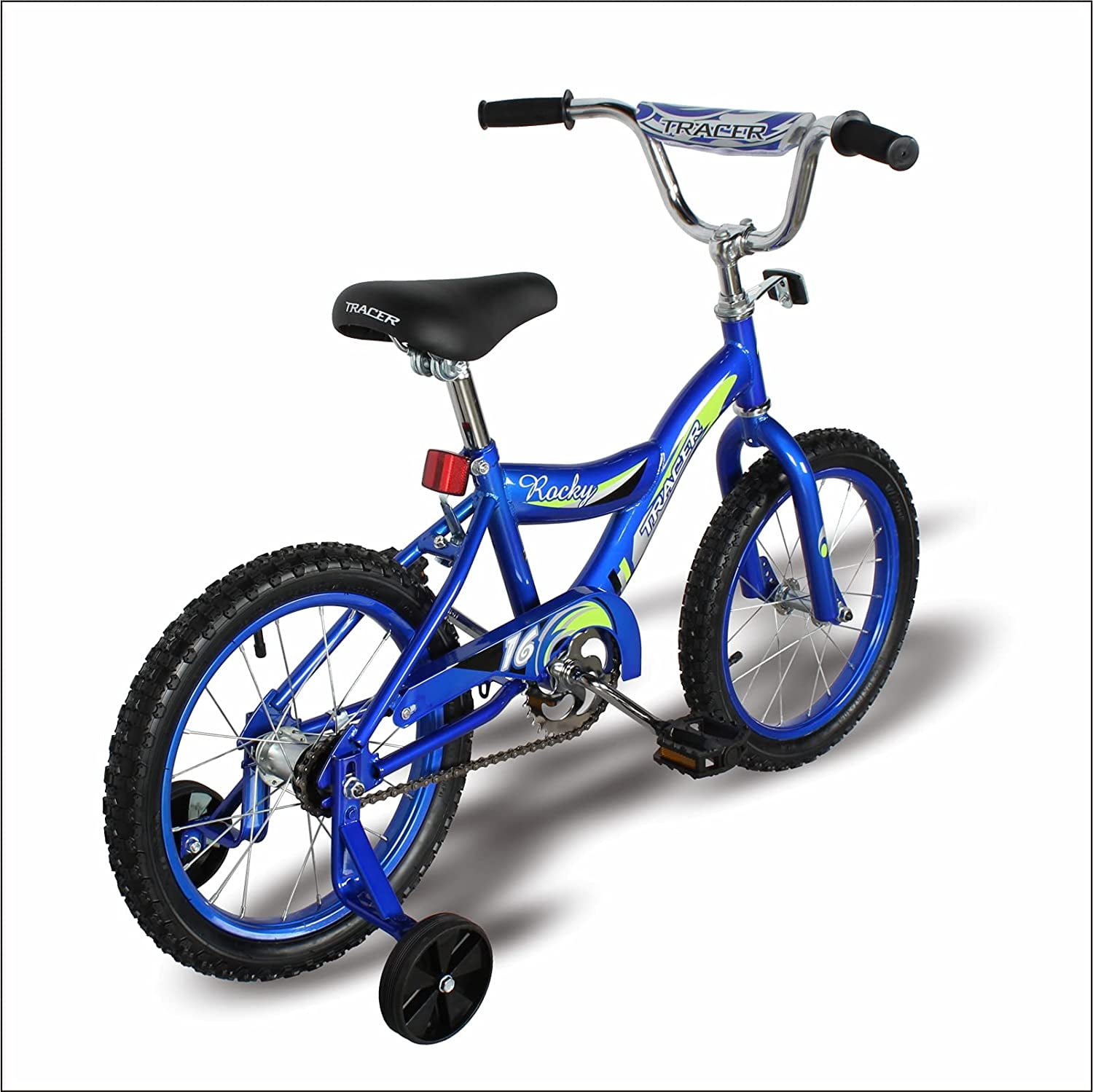 WonderWheels 16" BMX S-Type Frame Bicycle Coaster Brake One Piece Crank Chrome Rims Black Tire Kid's Bike - Blue - Image 5