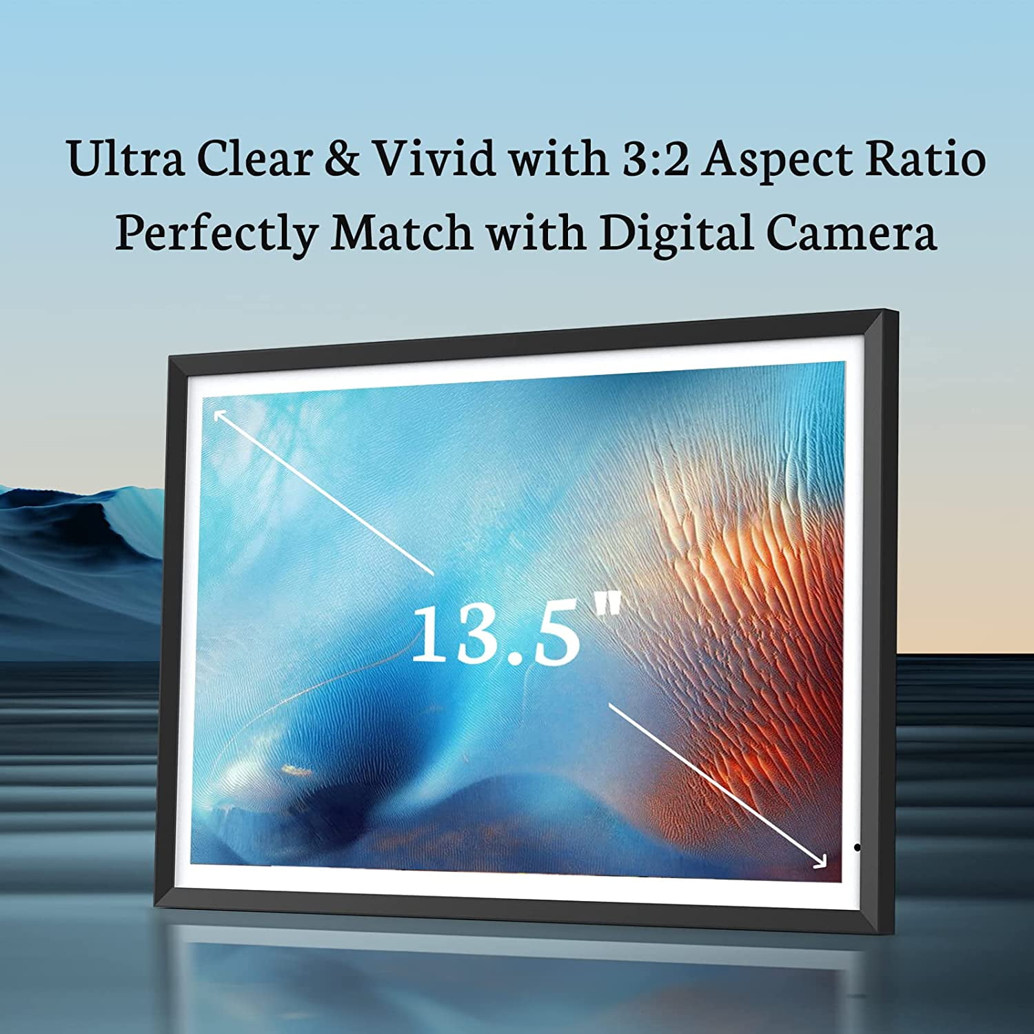 BSIMB 32GB 13.5 inch 3K Digital Photo Frame Dual Band Wi-Fi, 3000X2000 Smart Digital Picture Frame, Light Sensor, Send Photos & Videos via App/Email Instantly, Wall Mountable, Gift for Grandparents - Image 4