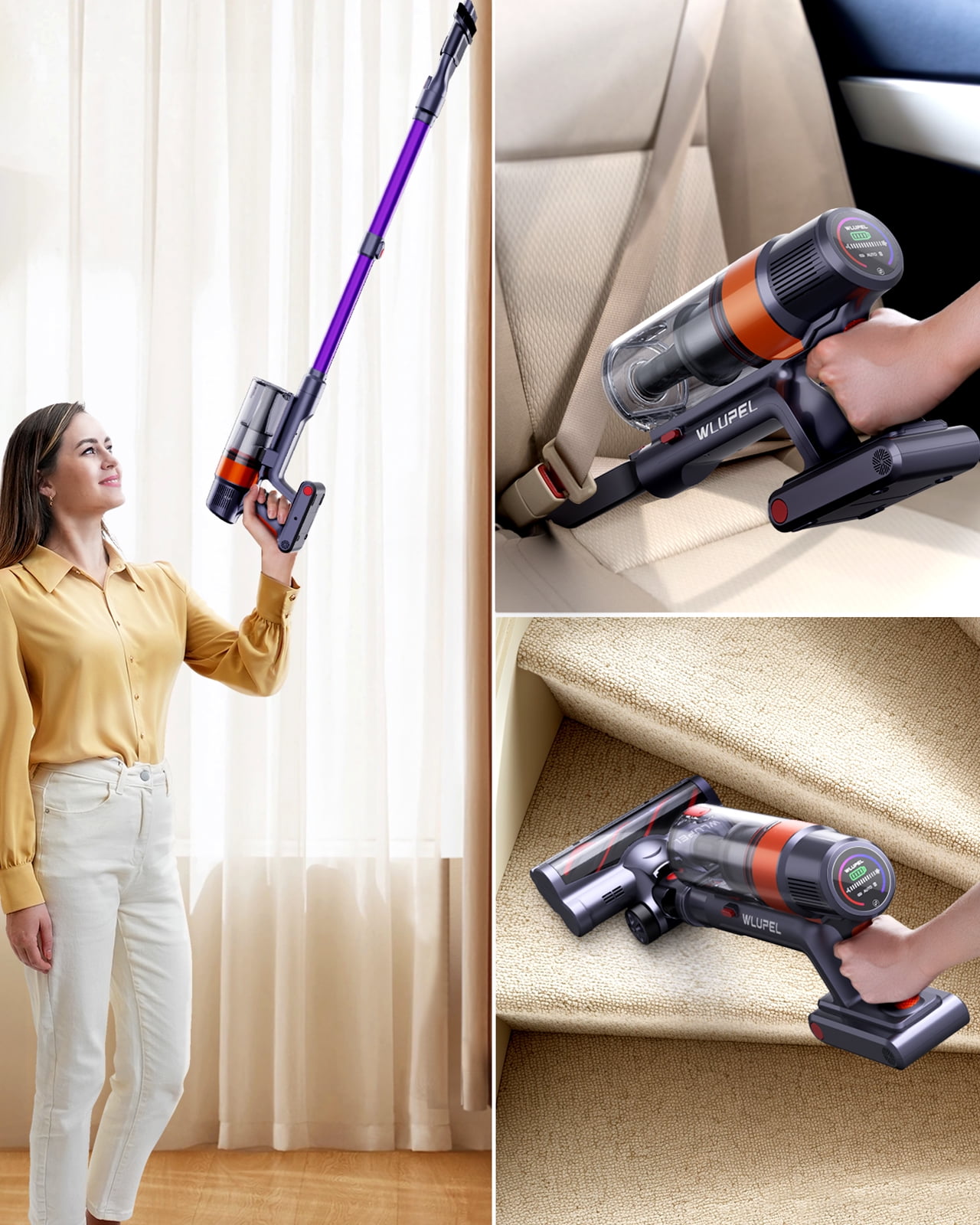 WLUPEL 450W High-Power Motor 38KPA Lightweight Powerful Cordless Vacuum with 1.5L Cup for All Floor - Image 3