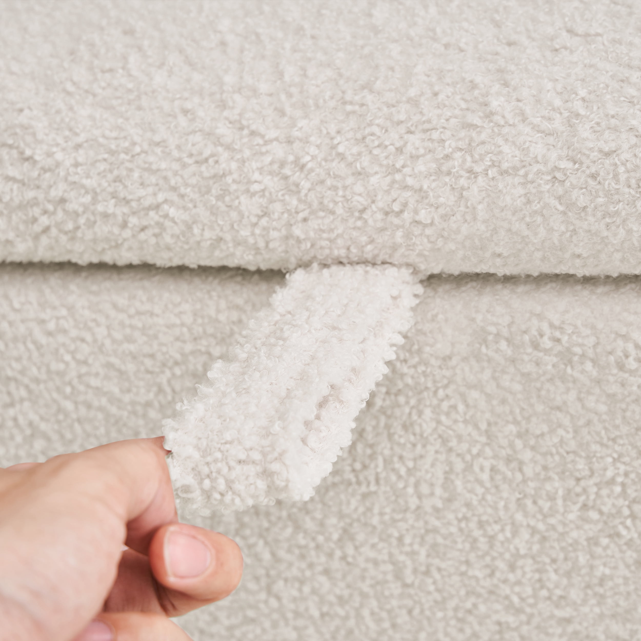 39.5" Boucle Storage Ottoman Bench for Living Room Bedroom Foot Rest End of Bed Wood Leg White - Image 4