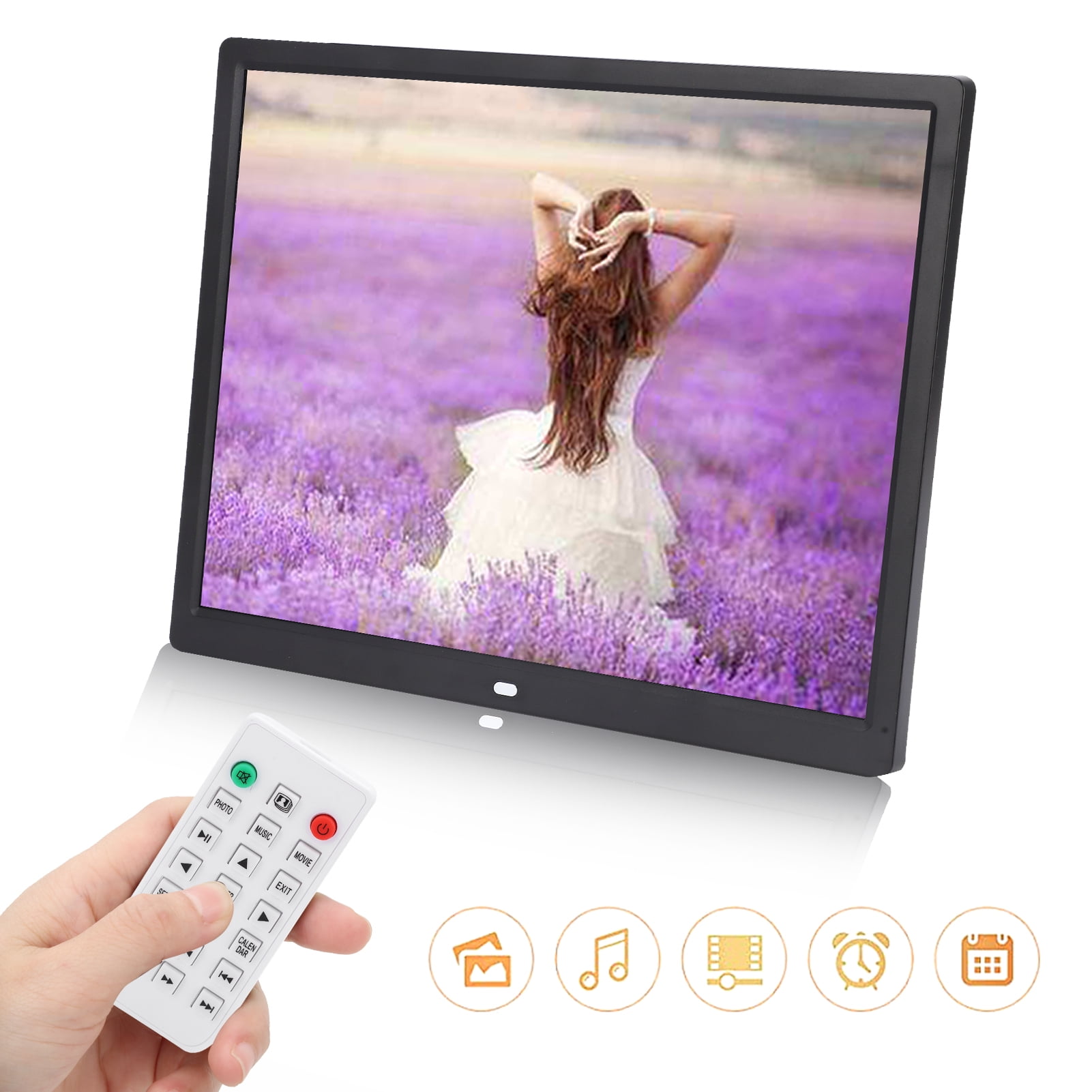 15" Digital Picture Frame with HD IPS Screen Digital Photo Frame Supports up to 16GB Storage Cards, Auto-Rotate, Tabletop & Wall-Mounted Digital Frame Supports Share Photos Video, Black - Image 3