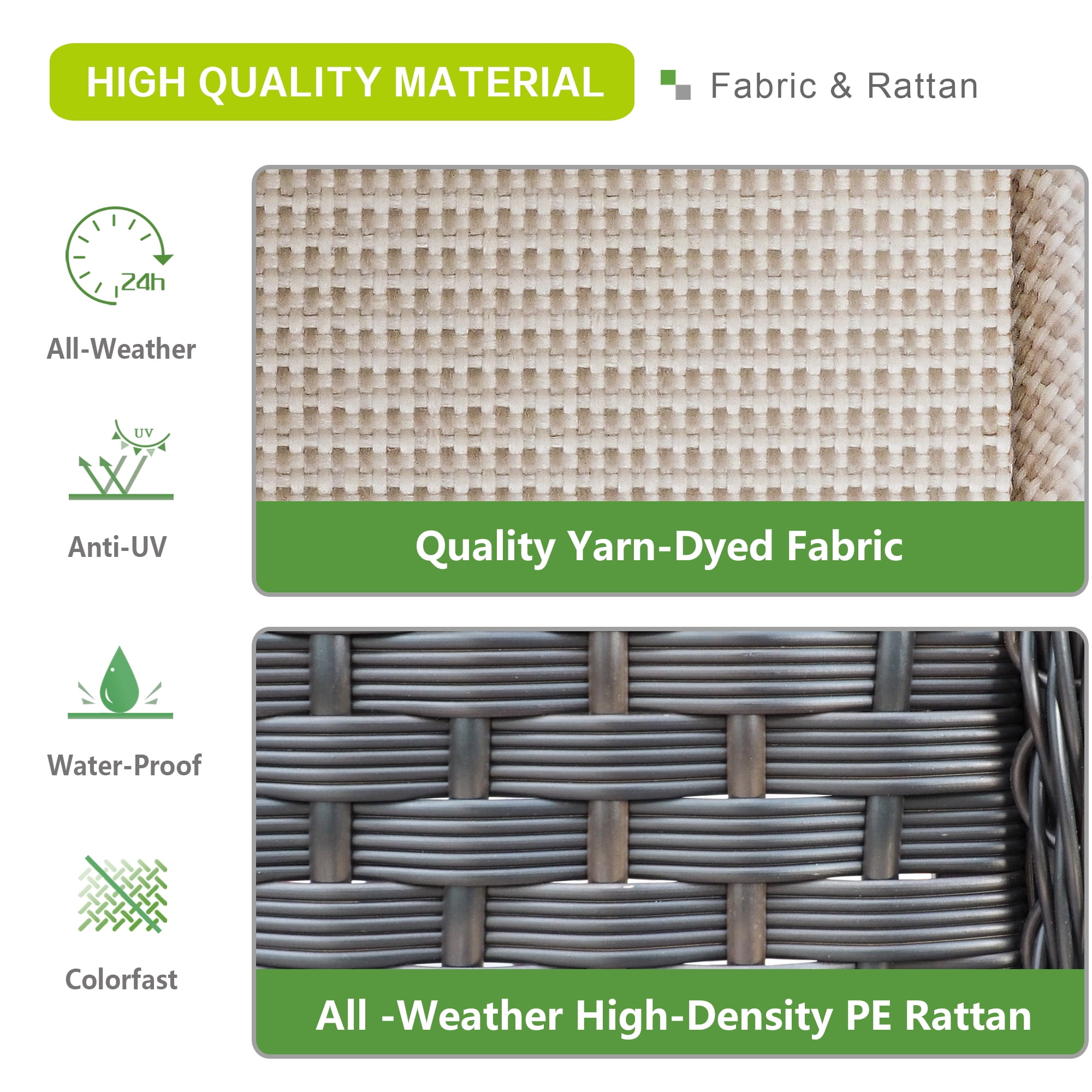 ATR ART TO REAL Outdoor Rocker Chair Bistro Set with Cushions, Khaki - Image 6