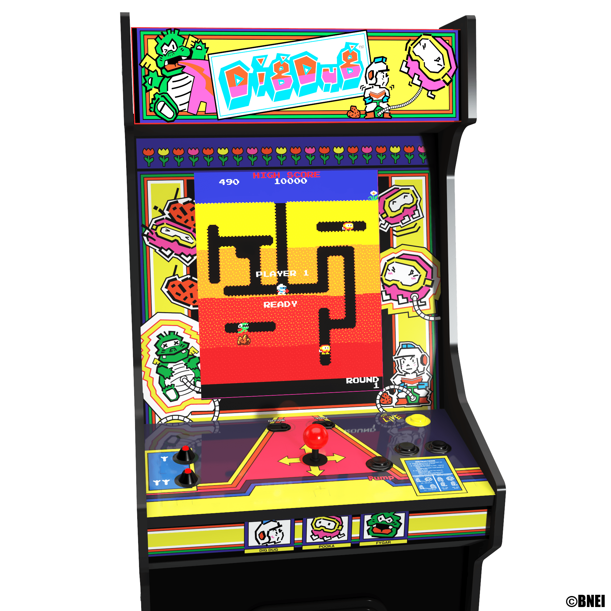 Arcade1Up Dig Dug Bandai Namco Legacy Edition Arcade with Riser and Light-Up Marquee - Image 3