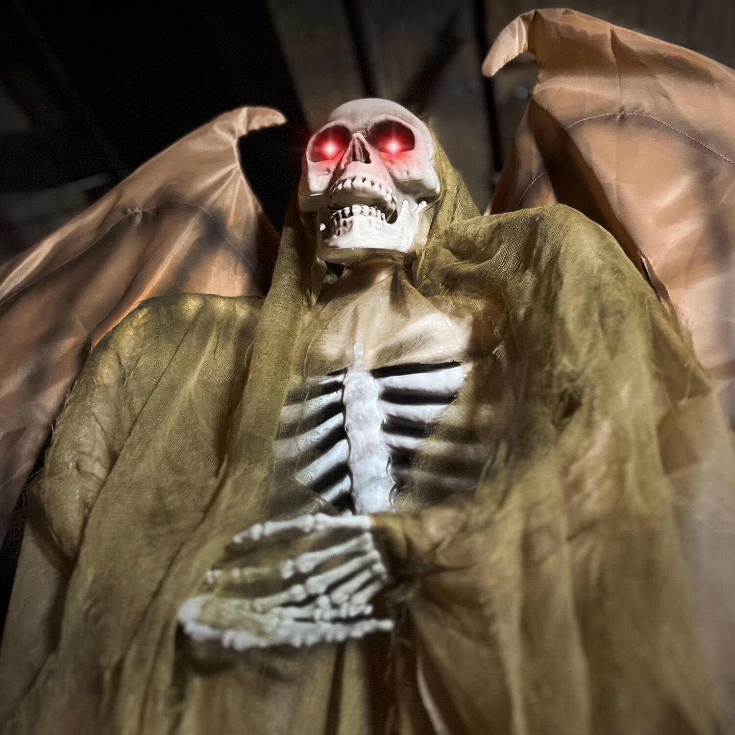 Haunted Hill Farm 5.5 ft Life-size Animatronic Reaper with Wings, Halloween Decoration, HHWINGSKEL-4FLSA - Image 6