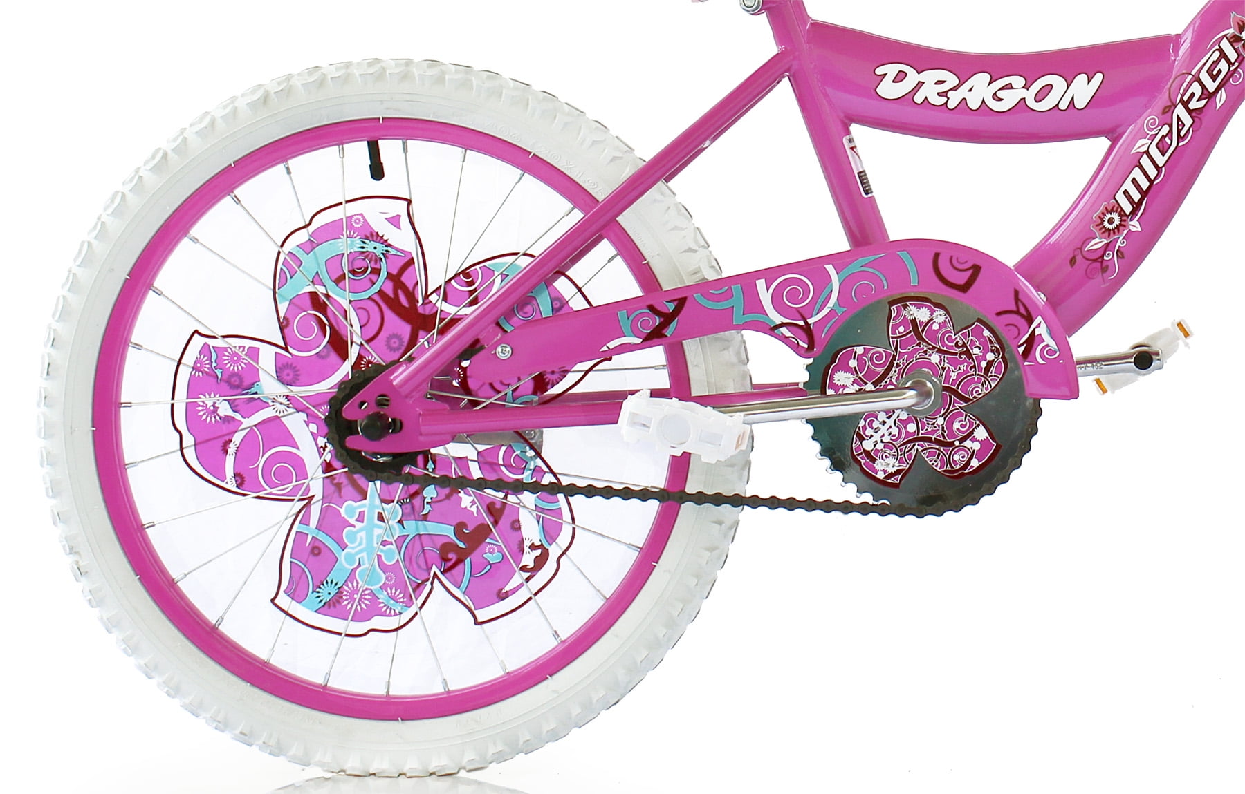 Wonder Wheels 20 In. Girl's BMX S-Type Frame Bicycle Coaster Brake One Piece Crank Pink Rims White Tire Kid's Bike – Pink - Image 4