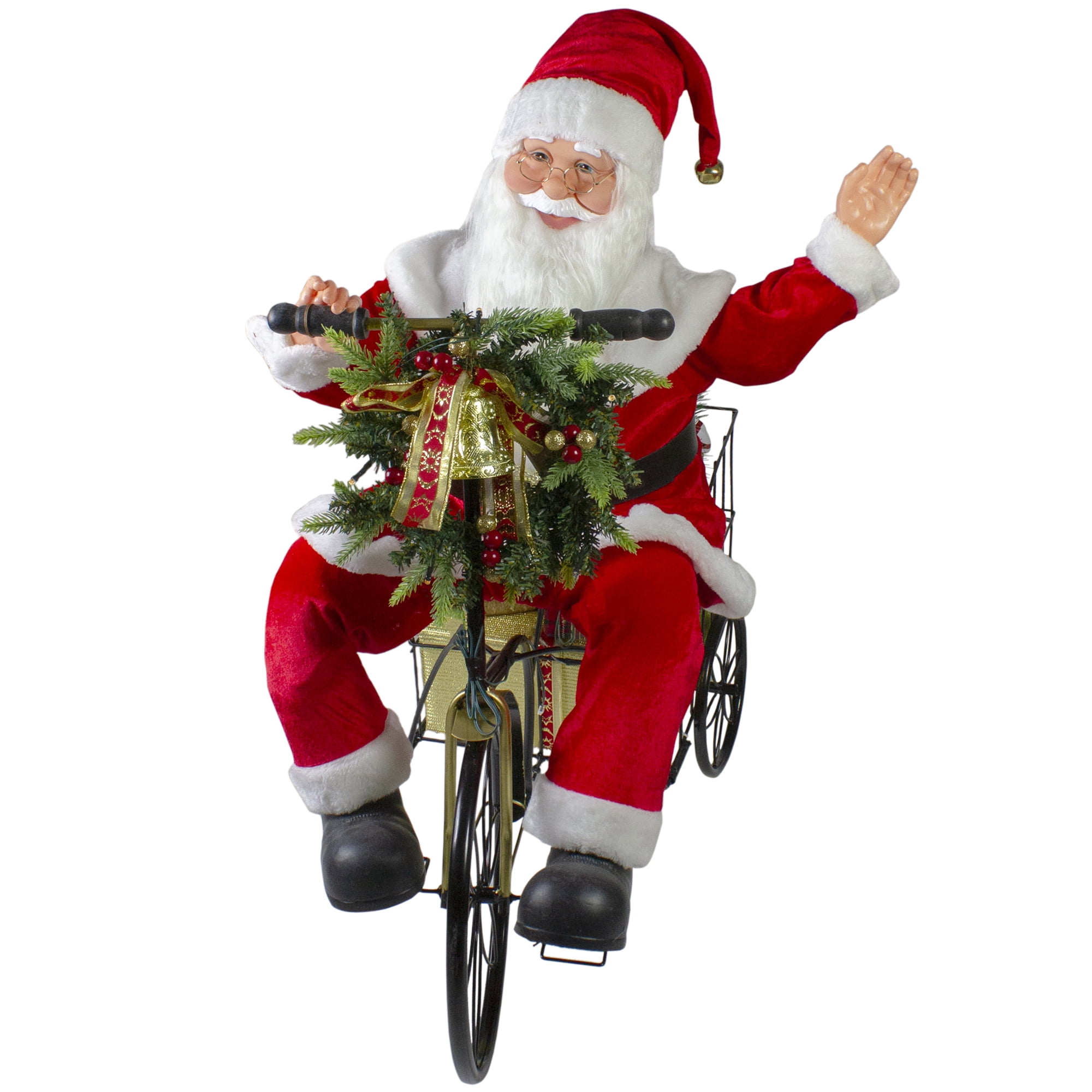 Northlight 32" Pre-Lit LED Animated and Musical Santa Claus Riding a Tricycle Christmas Figurine - Image 4