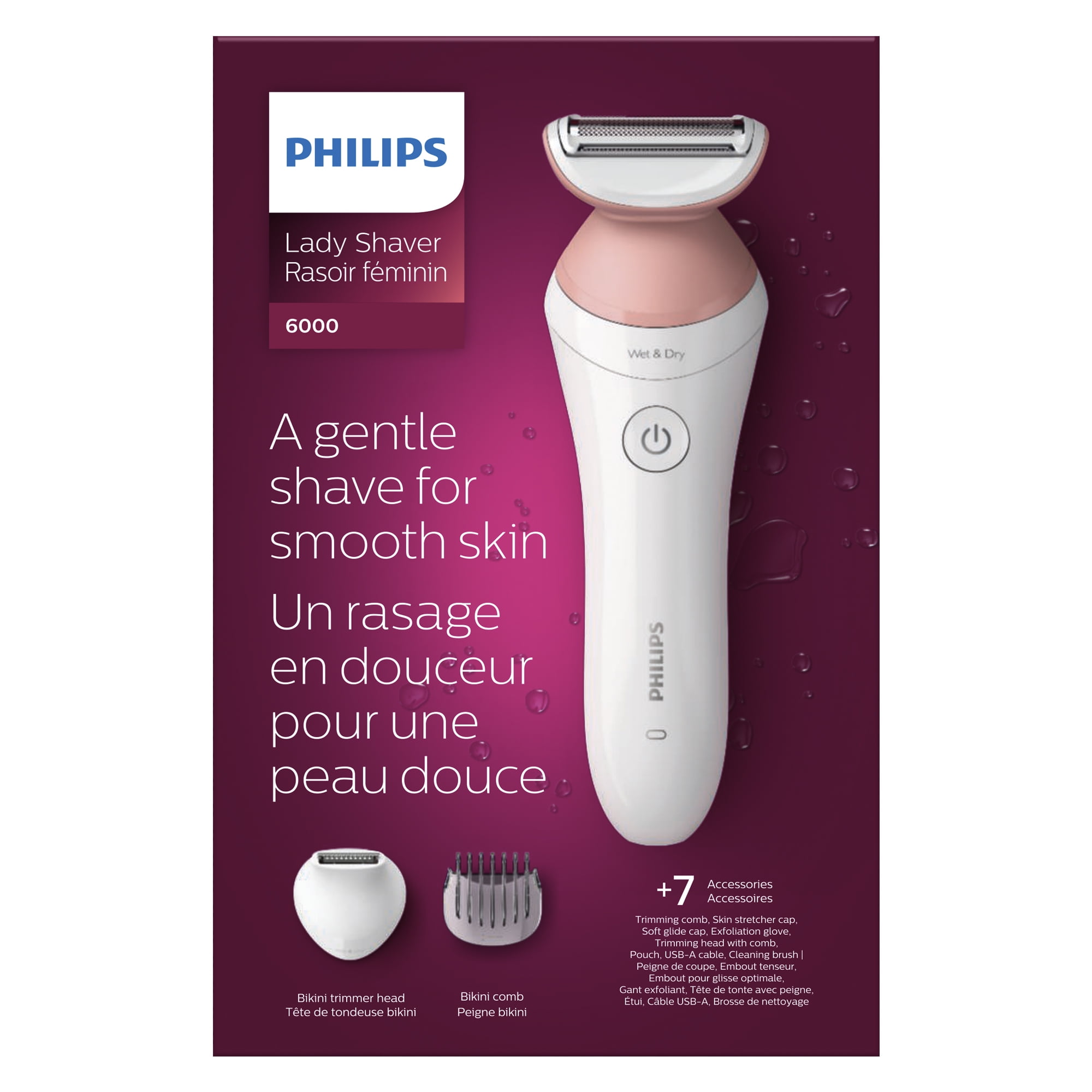 Philips Lady Women's Electric Shaver Series 6000, Cordless with 7 Accessories - Image 6