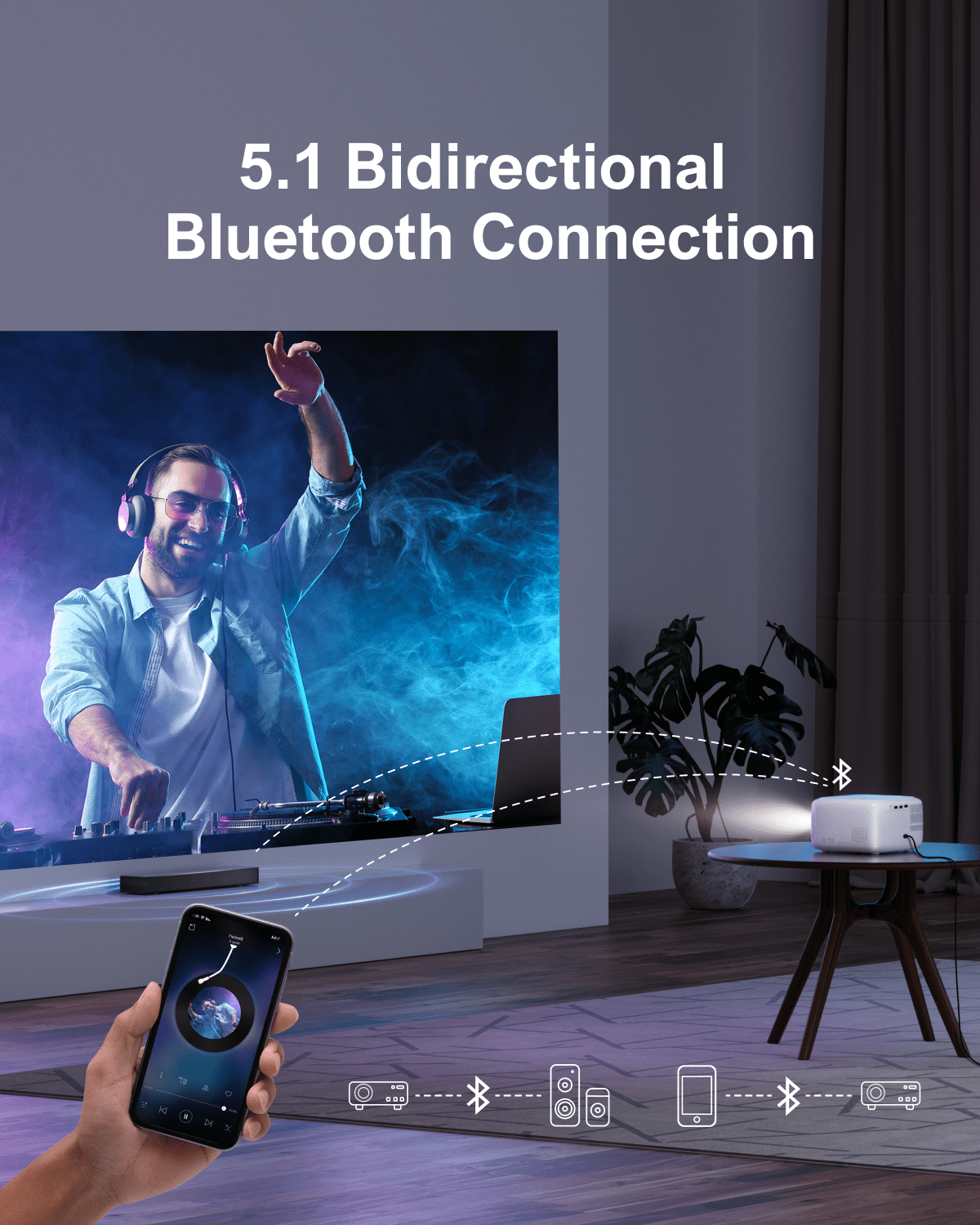 ULTIMEA Mini Projector, 300 ANSI Lumens, 5G WiFi & Bluetooth, 1080P Home Theater, Electric Focus, 150" Display, Portable Home Theater with Built-in Speakers, HDMI/USB/AV Compatible, Apollo P10 - Image 17