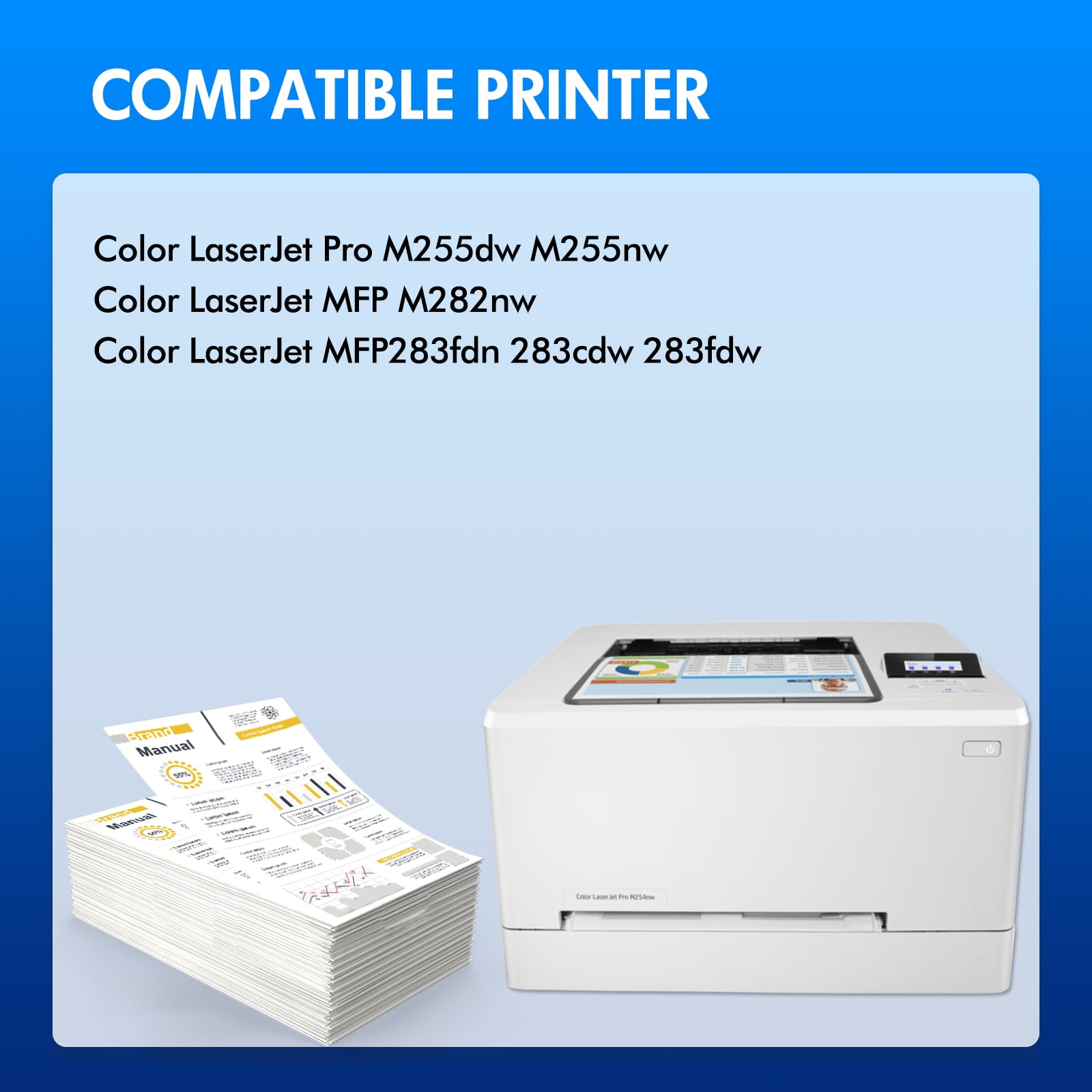 206A Toner Cartridge With Chip Compatible for HP 206A 206X W2110A W2110X Color LaserJet Pro MFP M283fdw M283cdw M255dw M283fdn M282nw M283 M255 Series Printer Ink (Black Cyan Magenta Yellow 4-Pack) - Image 5