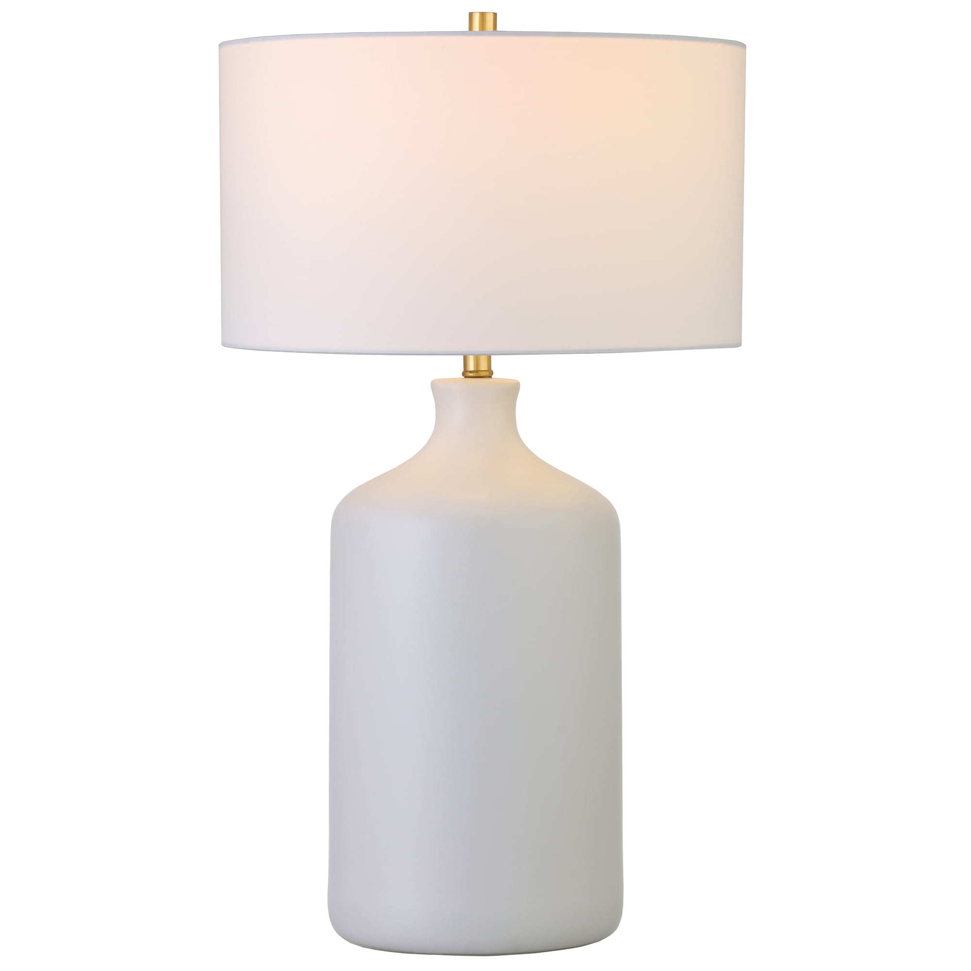 Evelyn&Zoe Sloane 29" Transitional Ceramic Table Lamp with White Drum Fabric Shade - Image 2