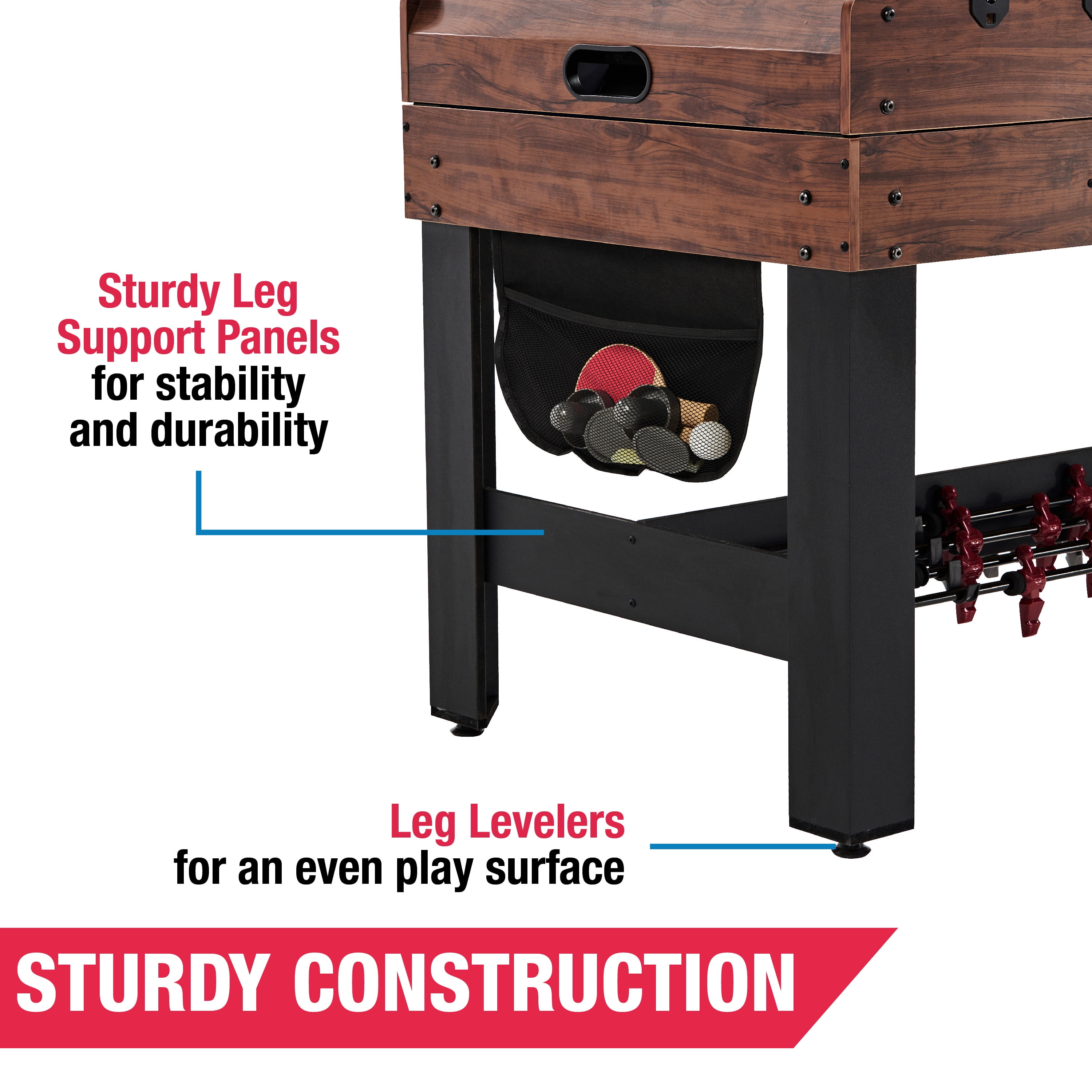 54" 4-in-1 Multi Game, Billiards, Table Tennis Pong Table, Air Hockey, Foosball, by MD Sports - Image 7