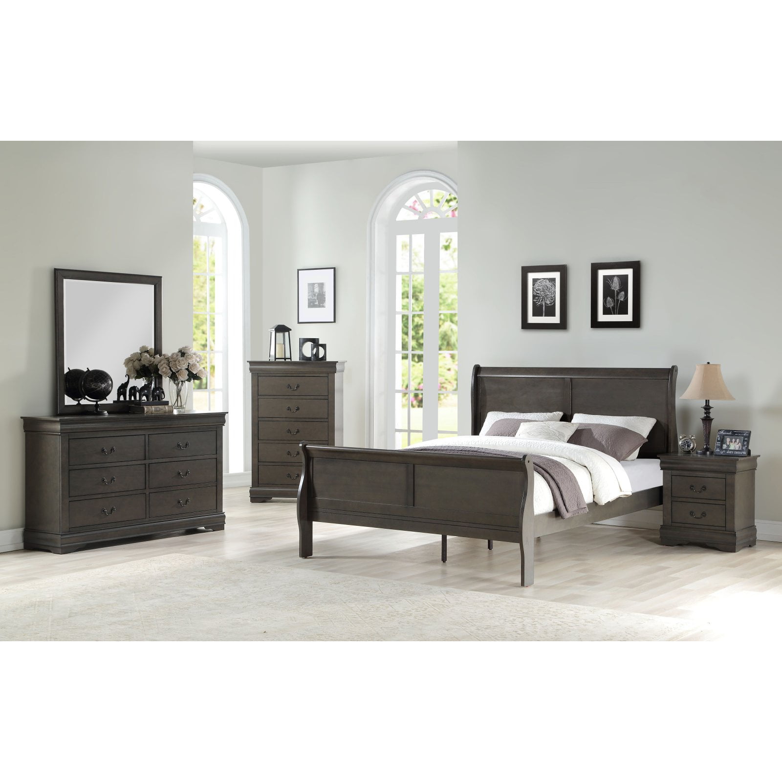 Acme Louis Philippe Bed in Platinum, Multiple Sizes - Image 7