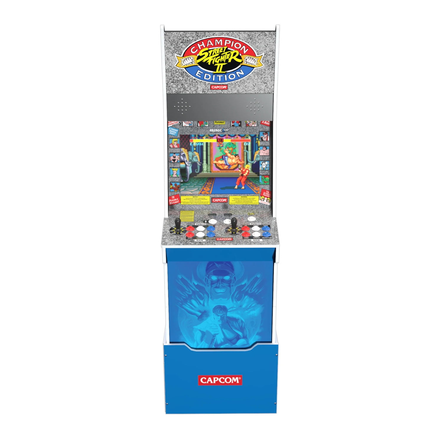 Arcade1UP Street Fighter II Big Blue Arcade Machine with Riser and Stool Bundle, Teen & Adult - Image 6