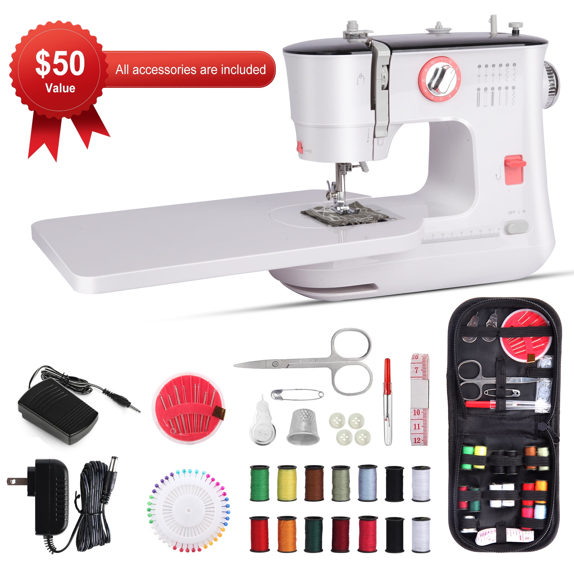BCOOSS Sewing Machine for Beginners Electric Portable 12 Built-in Stitches with Extension Table - Image 7