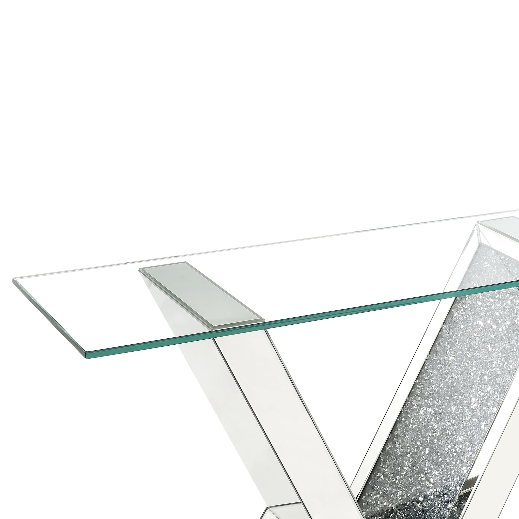 ACME Noralie Rectangular Console Table in Clear and Mirrored - Image 5
