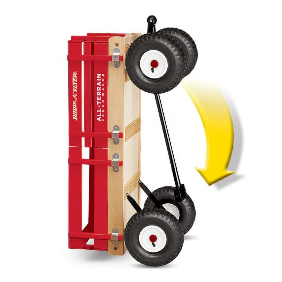 Radio Flyer, All-Terrain Wood Cargo Wagon, Air Tires, Red - Image 3