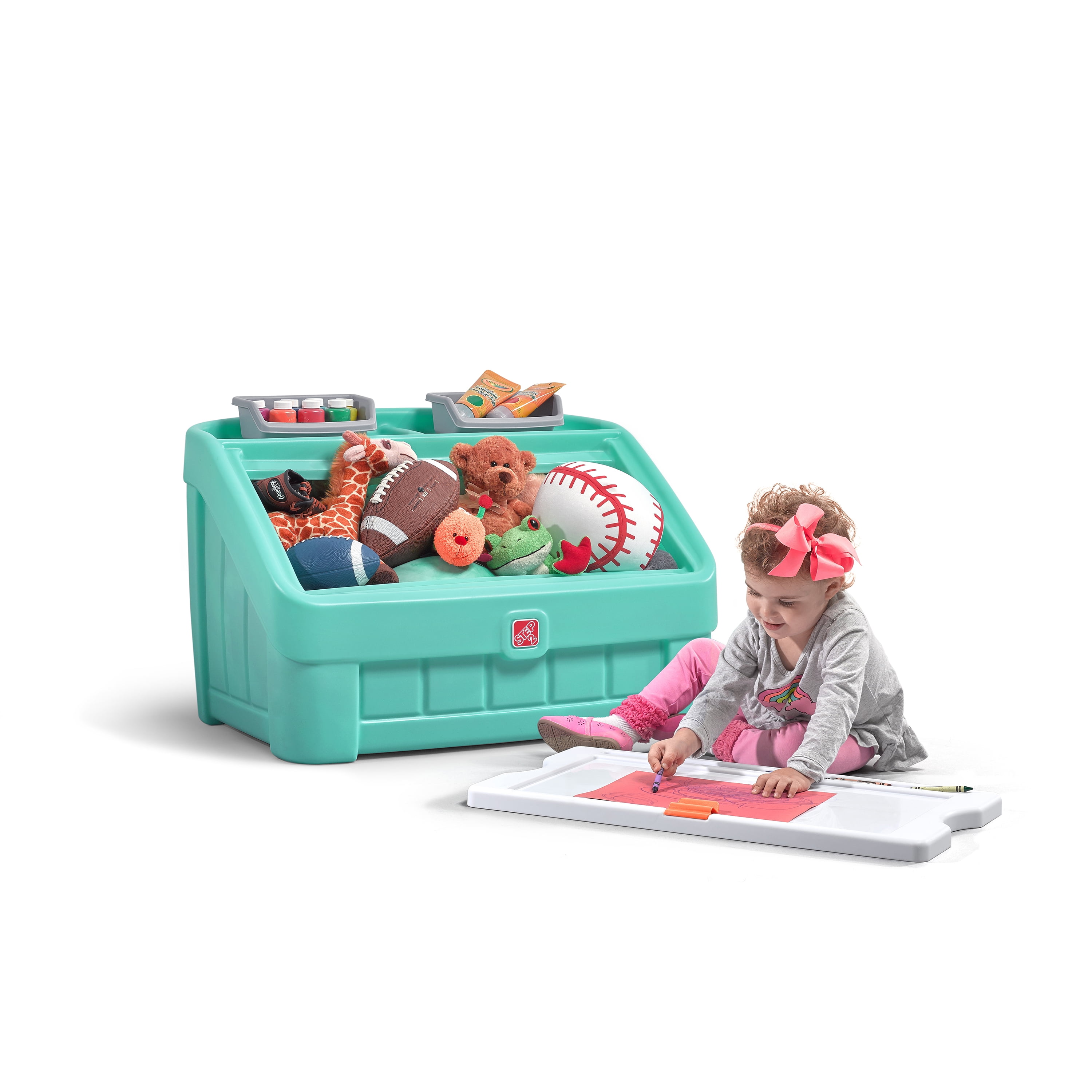 Step2 2-in-1 Mint Toy Storage Box with Art Lid for Toddlers - Image 25