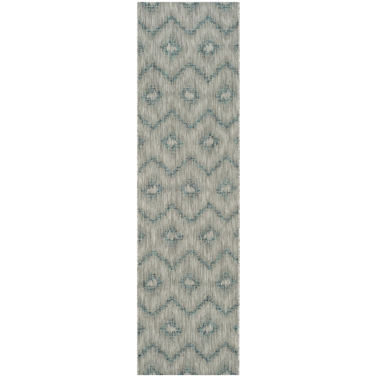 SAFAVIEH Courtyard Clark Chevron Indoor/Outdoor Area Rug, Grey/Blue, 6'7" x 9'6" - Image 3