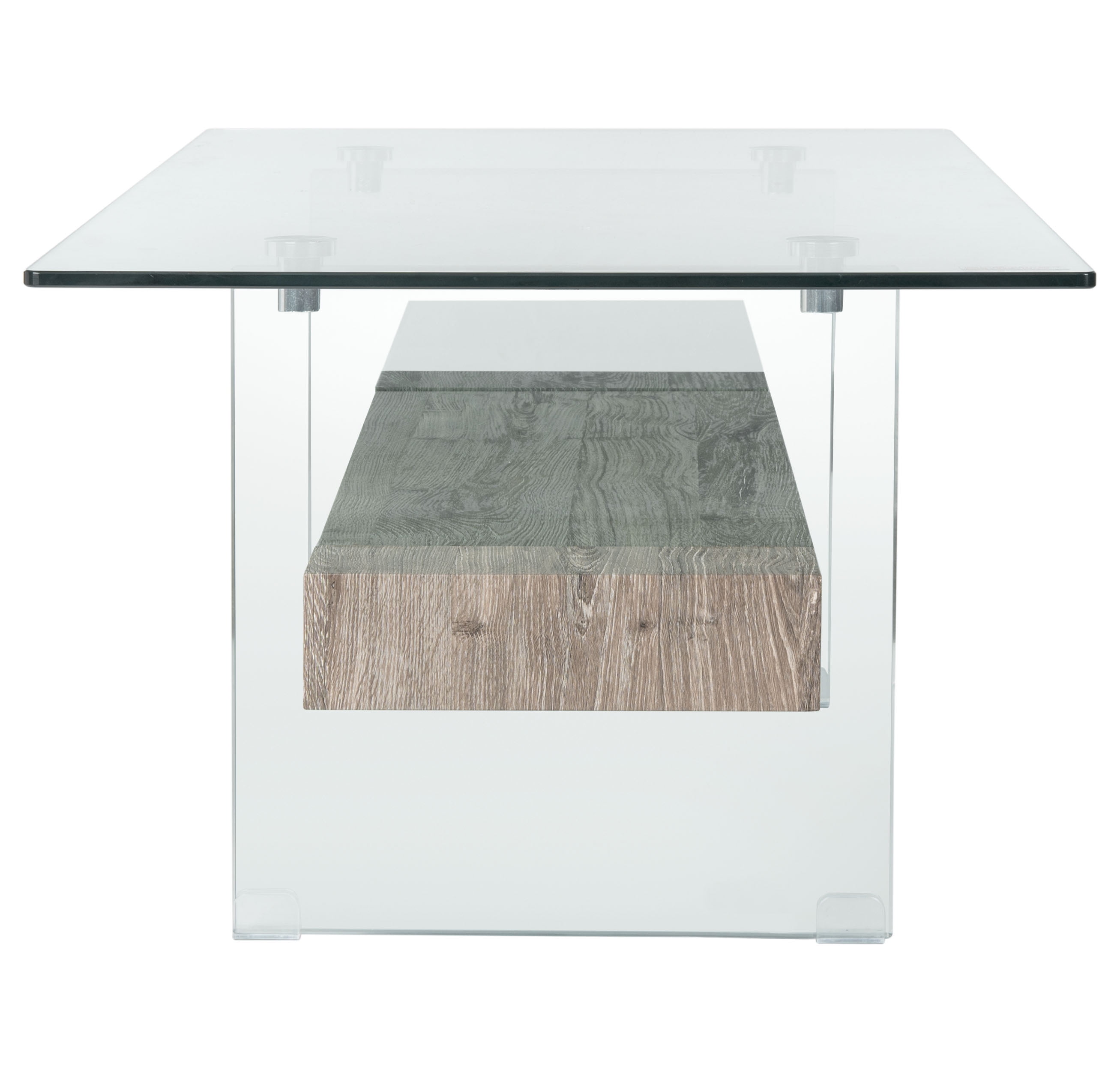 SAFAVIEH Kayley Retro 2 Tier Glass Coffee Table, Grey Oak - Image 3