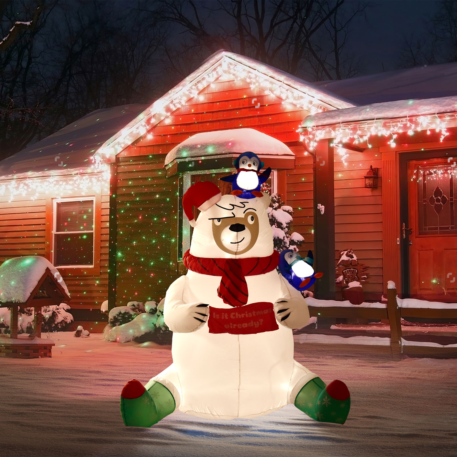 Nifti Nest Outdoor Merry Polar Bear Christmas Blow Ups Yard Inflatable, 6' - Image 6