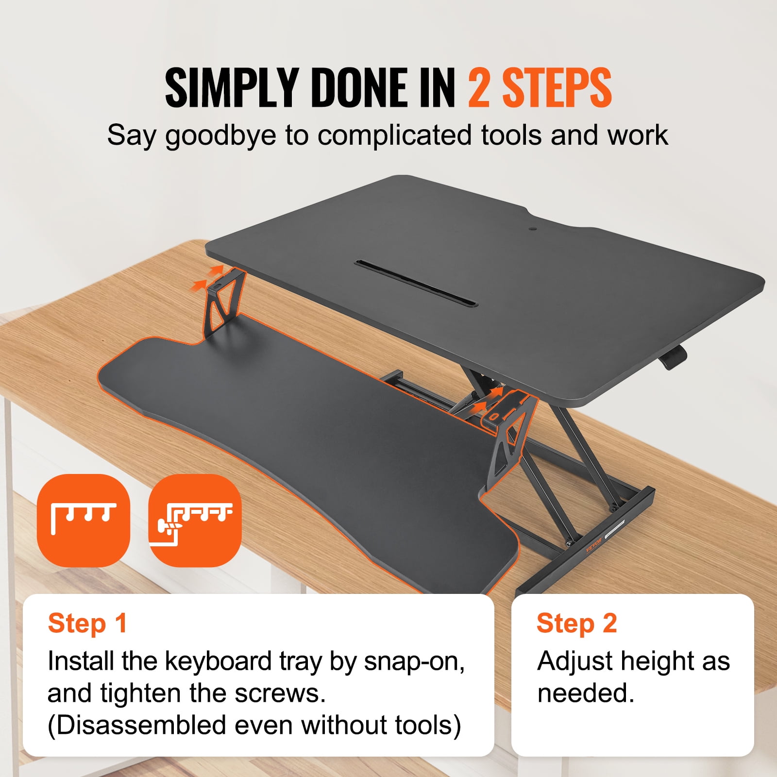 VEVOR Standing Desk Converter 2-Tier Stand up Desk Riser 36" Adjustable Height - Image 3