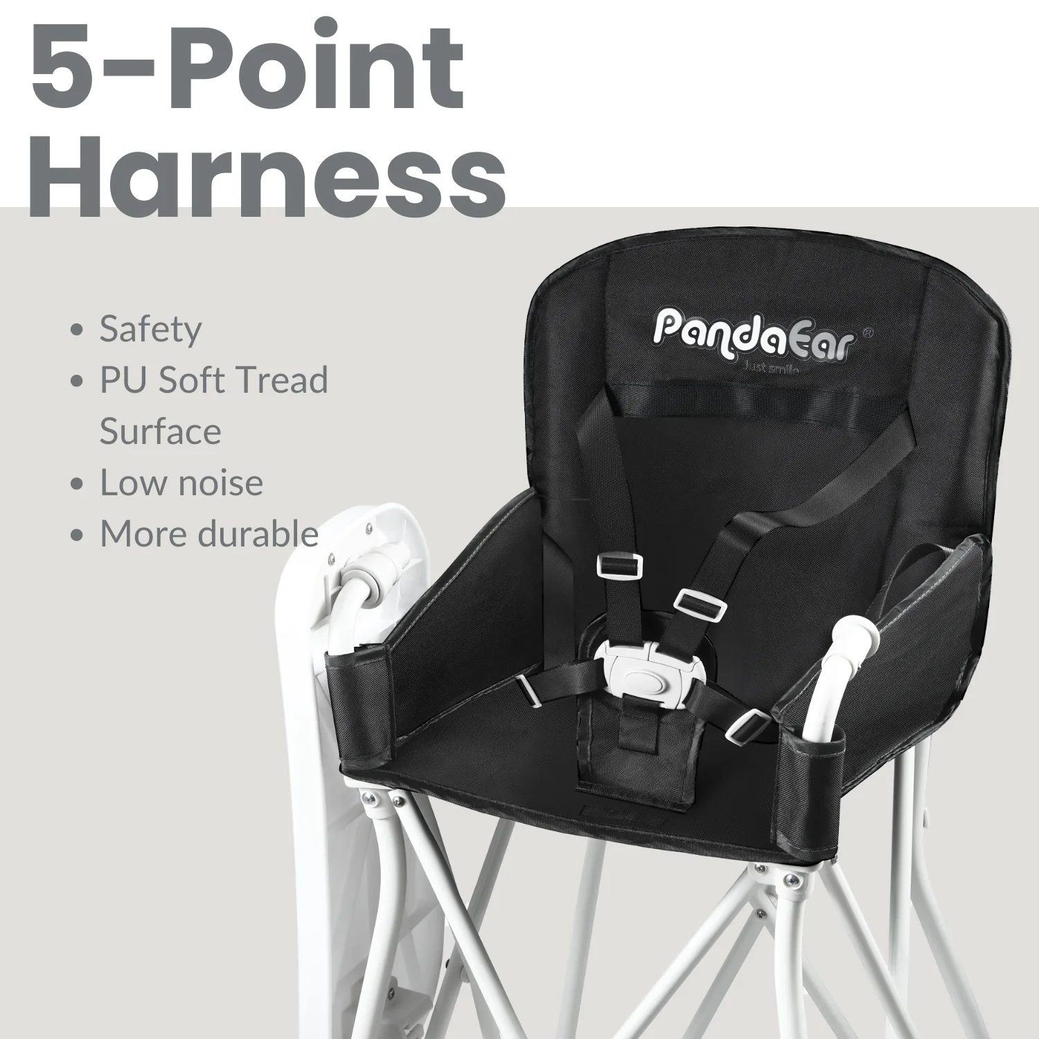 PandaEar Portable High Chair for Baby, Toddler Foldable HighChair with Detachable Tray, HighChair for Travel-Black - Image 3