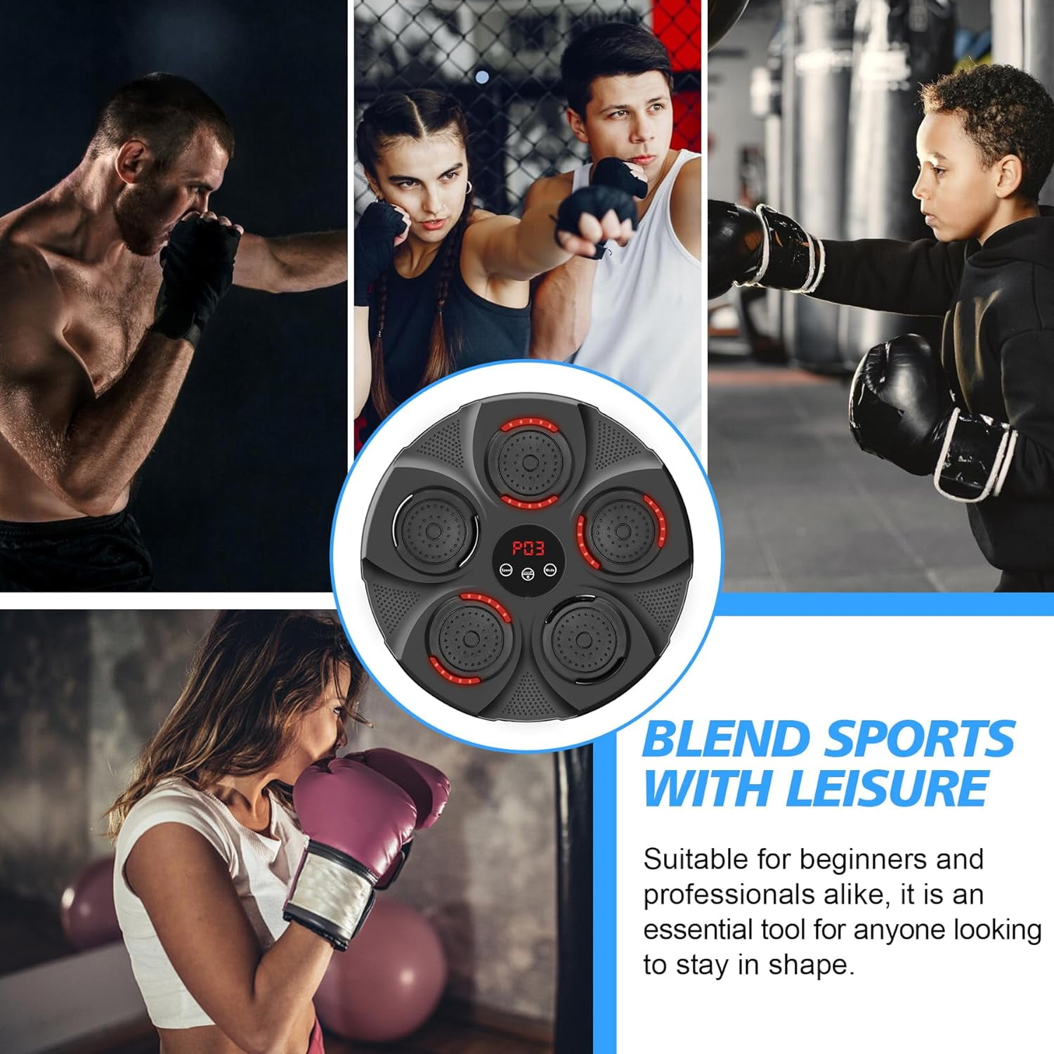 Music Boxing Machine, Rechargeable Boxing Equipment Wall Mount, Home Smart Boxing Target Workout Machine, Electronic Focus Agility Training Digital Boxing for Kids and Adults (with Boxing Gloves) - Image 5