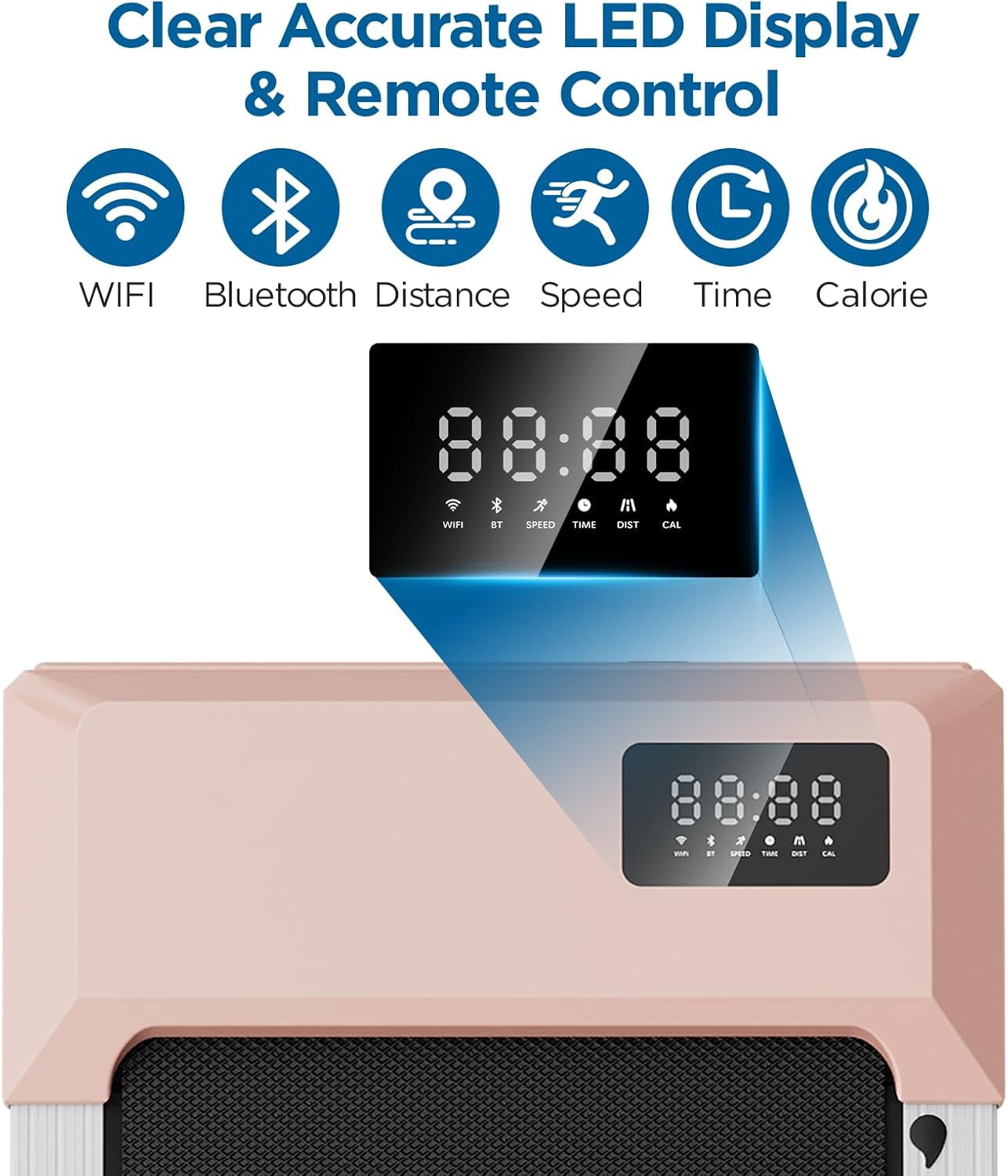 YDZJY Walking Pad, 0.6-3.8 mph Portable Under Desk Treadmill with Remote & Smart APP, 2.5 HP Ultra-Quiet Jogging Machine for Office Home(Pink) - Image 6