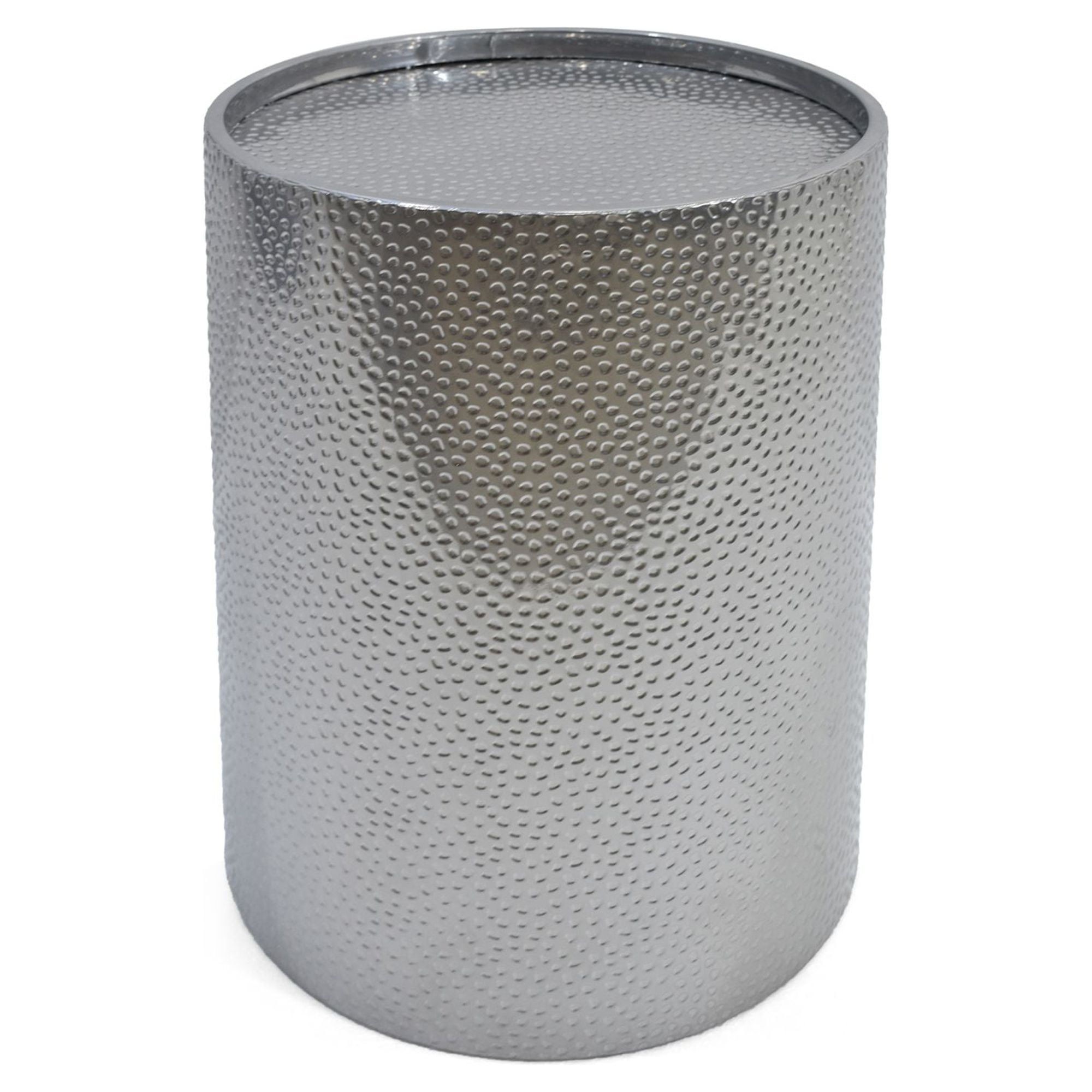 22.25" Silver Contemporary Hammered Cylindrical Accent Table - Image 4
