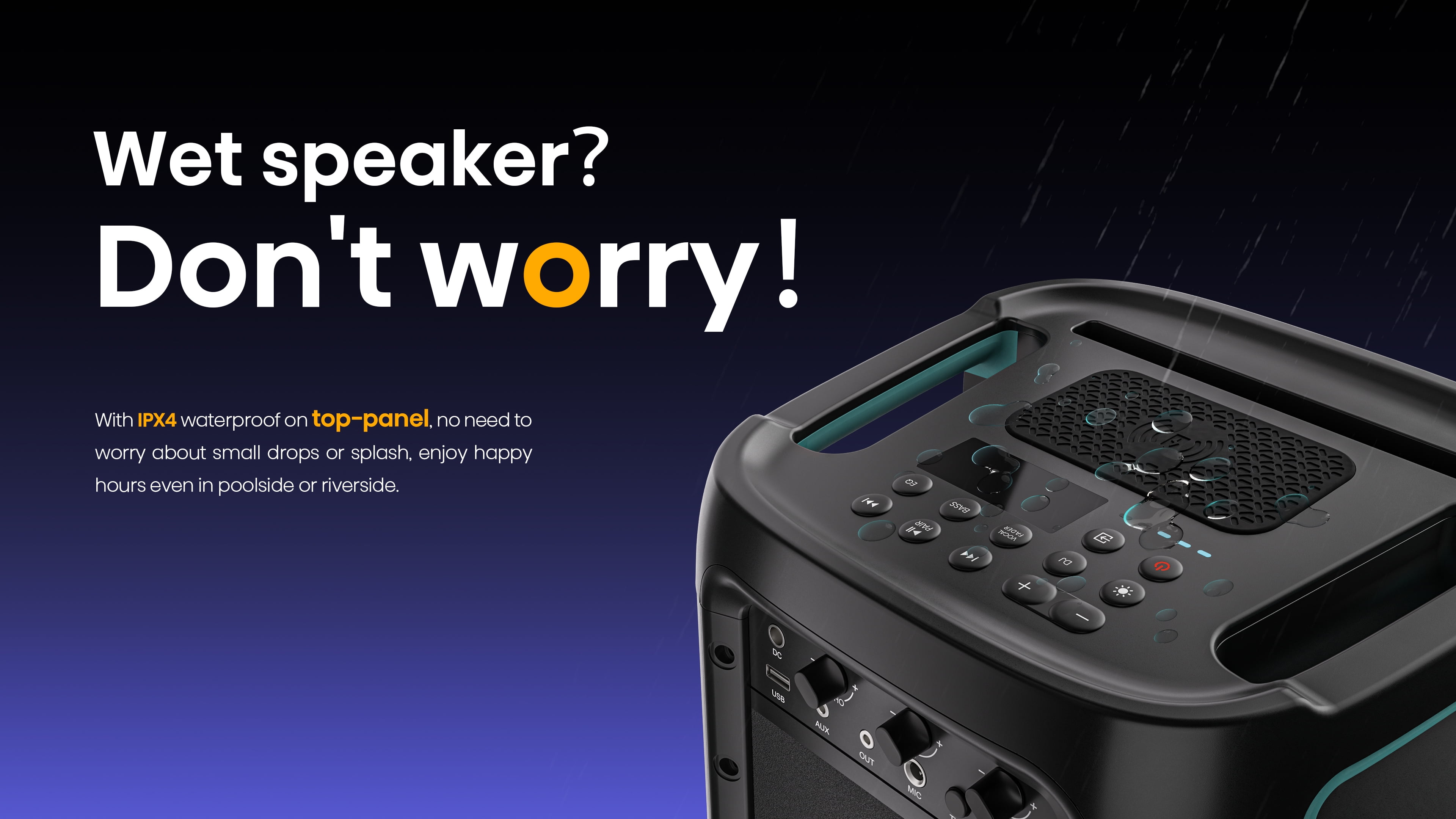 Hisense Ultimate Wireless Outdoor/Indoor Party Speaker with subwoofer (HP100) - 2.0CH, 300W, IPX4 Waterproof,15 Hour Long-Lasting Battery, Bluetooth5.0, DJ and Karaoke Mode - Image 5