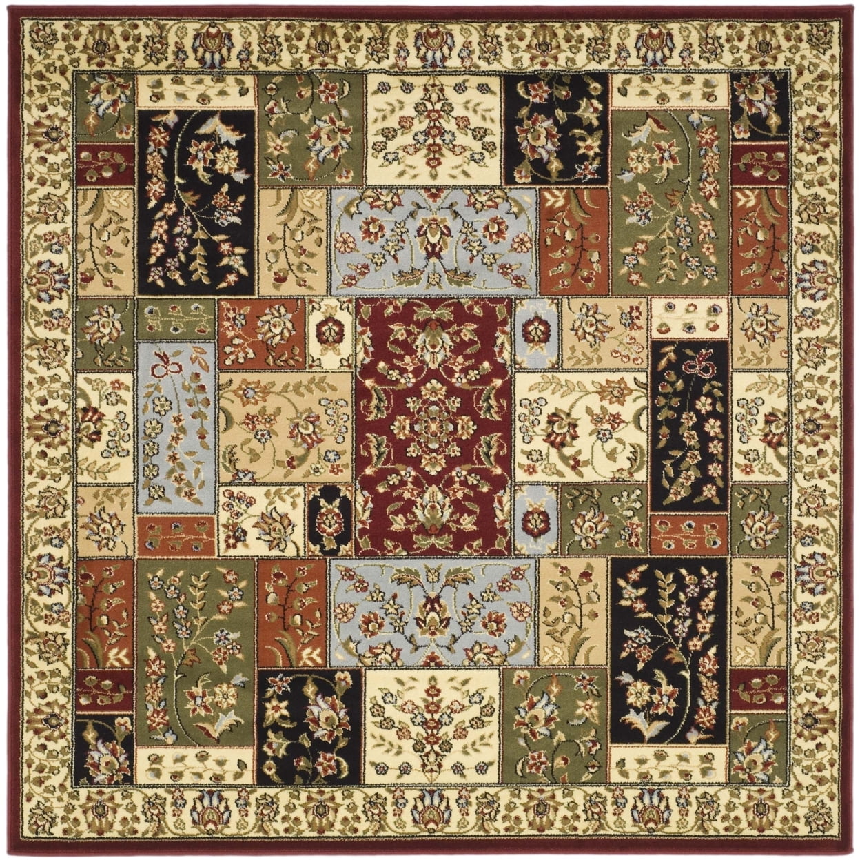 SAFAVIEH Lyndhurst Edith Traditional Floral Area Rug, Multi/Ivory, 6' x 6' Square - Image 2